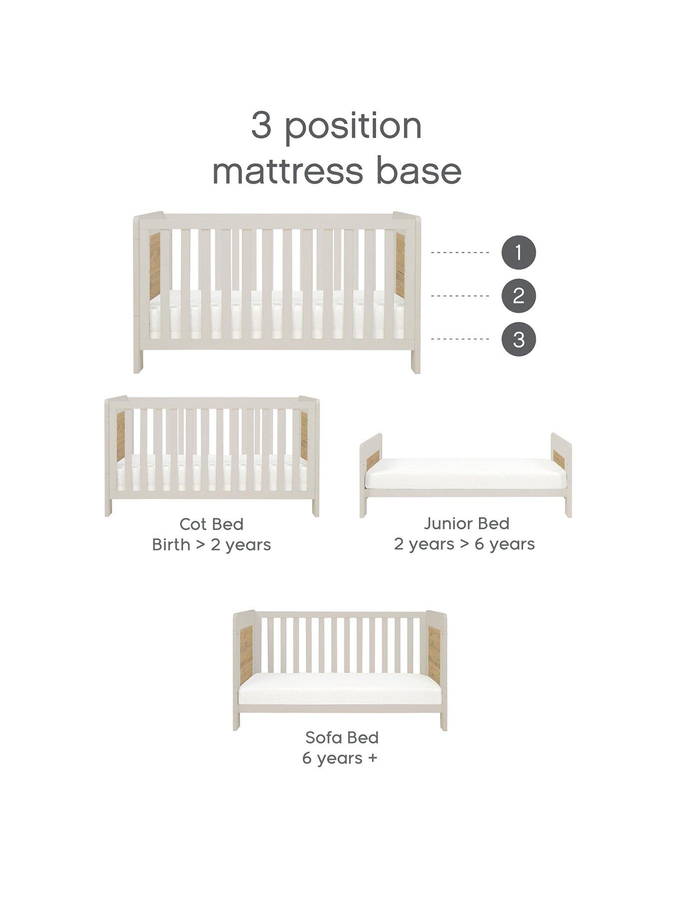  image of tutti-bambini-alba-mini-cot-bed-white-sand-distressed-oak