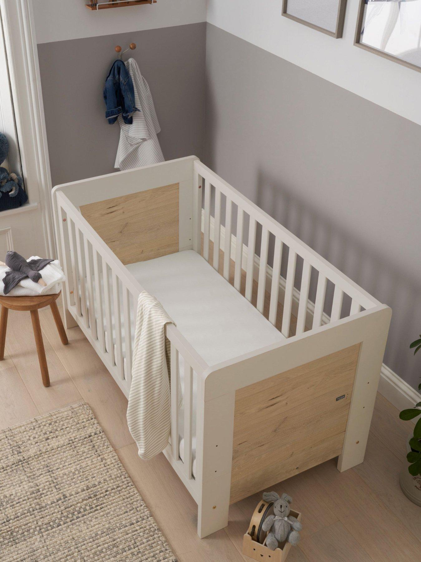  image of tutti-bambini-alba-mini-cot-bed-white-sand-distressed-oak