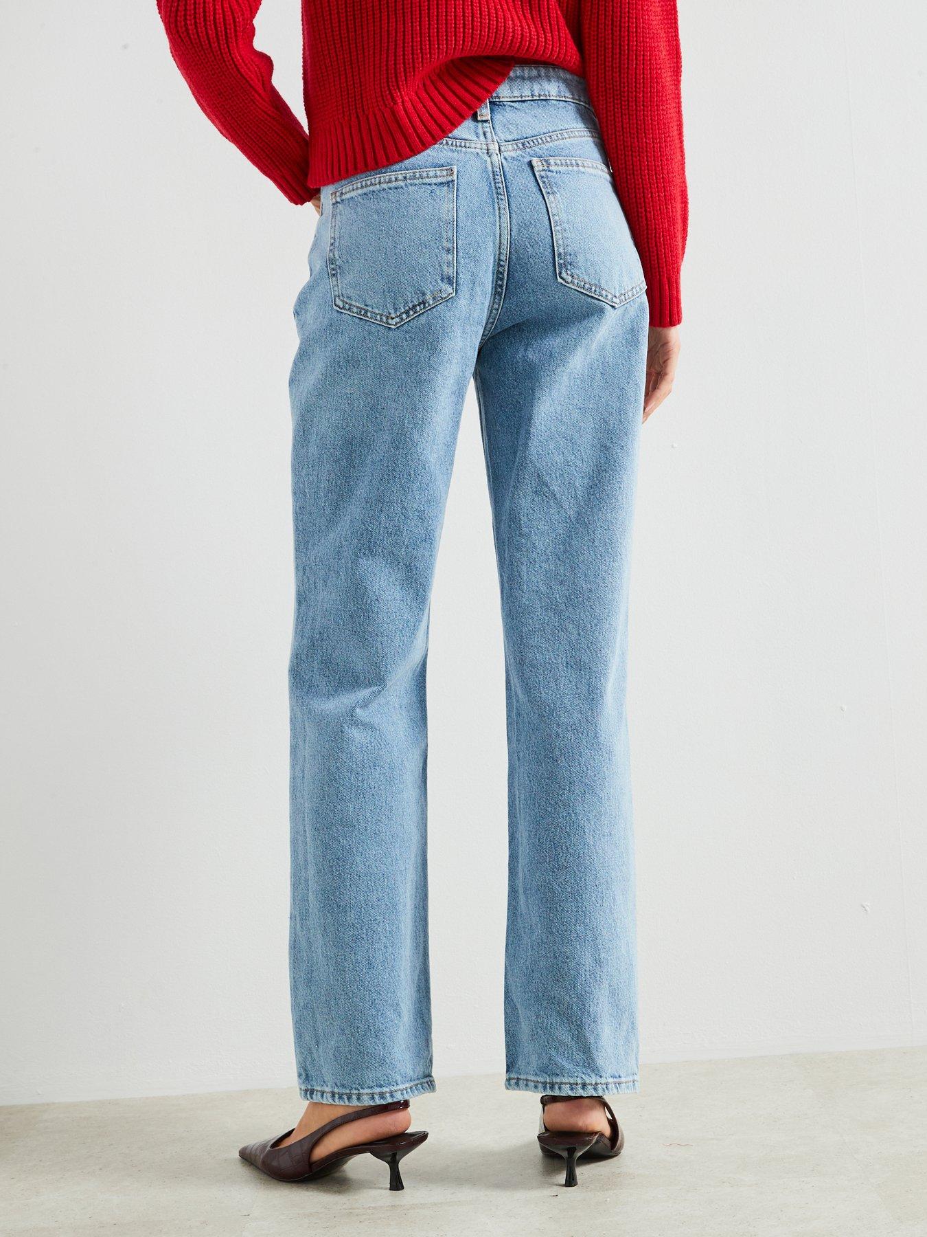  image of mango-matilda-mid-rise-straight-jeans-blue