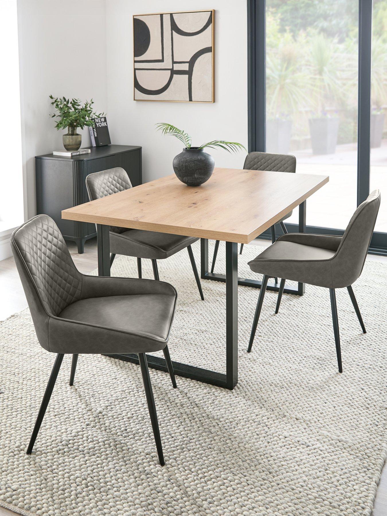 The Very Collection Burton 140 cm Dining Table + 4 Sorena Dining Chairs - Artisan Oak/Grey - FSC® Certified