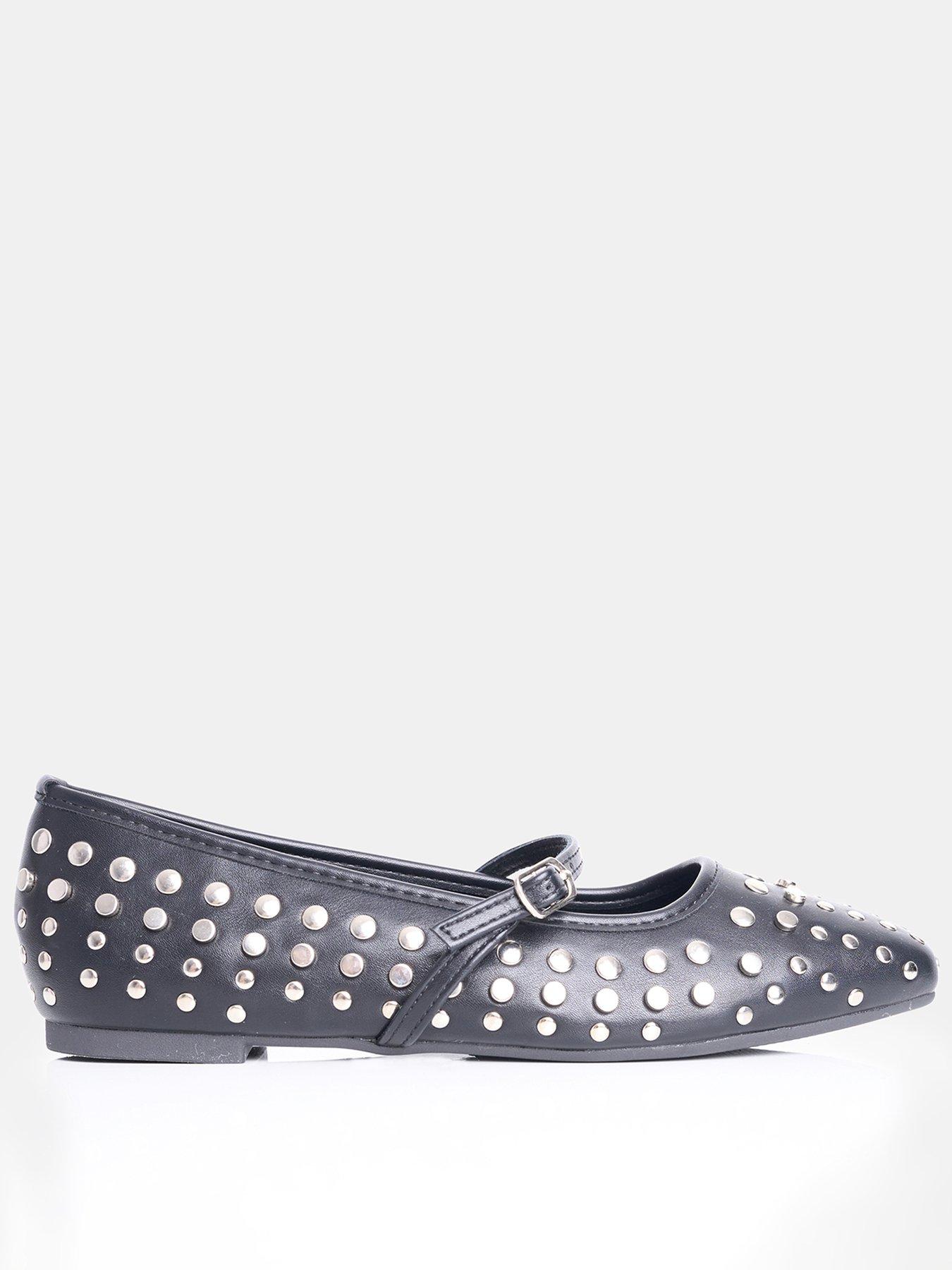  image of public-desire-arkel-stud-flat-shoe-black
