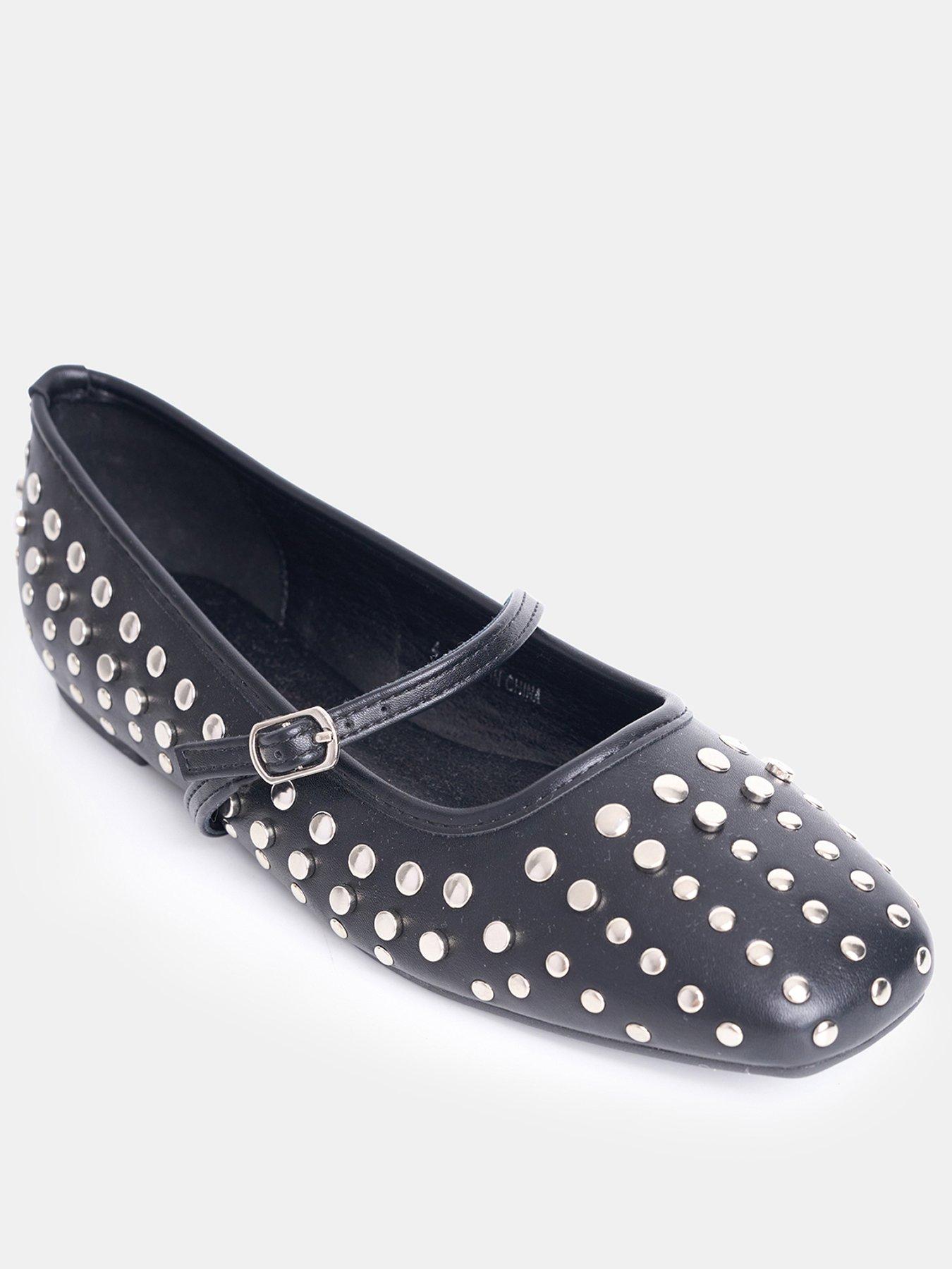  image of public-desire-arkel-stud-flat-shoe-black