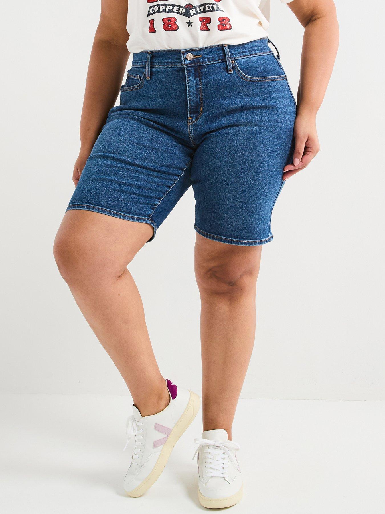 undefined Shaping Bermuda Shorts (plus Size) - Clever Girl - Blue