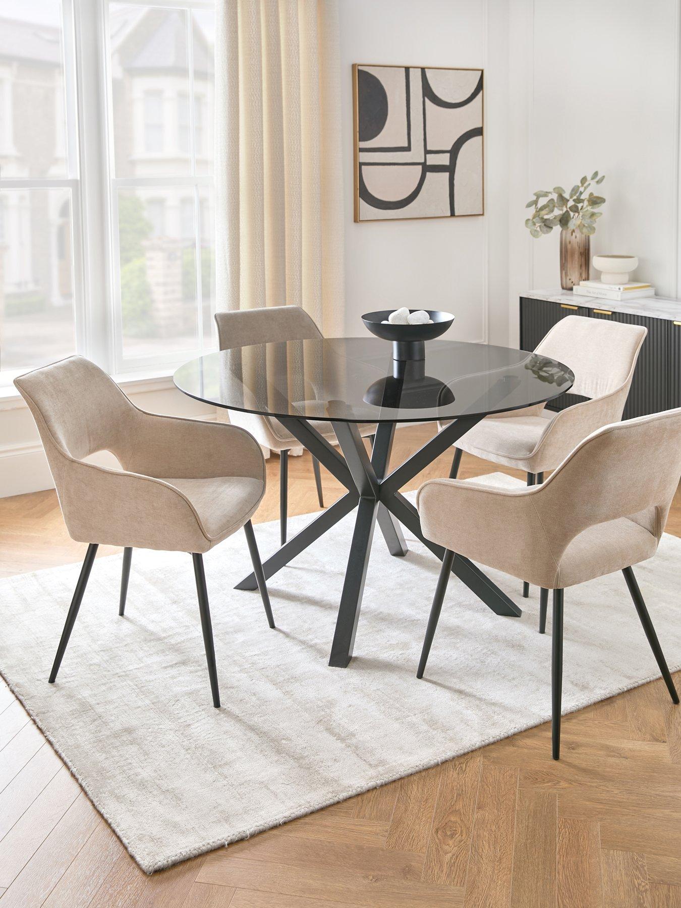 undefined Chopstick 120 cm Round Dining Table + 4 Sheldon Charcoal Chairs - Black/Natural