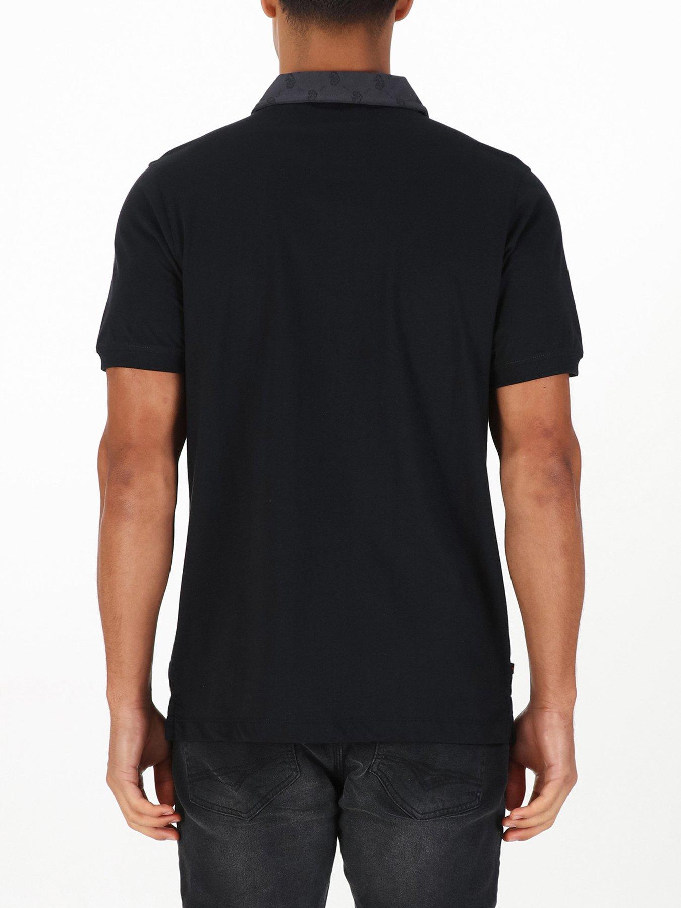  image of luke-1977-henderson-zip-neck-polo-shirt--dark-grey