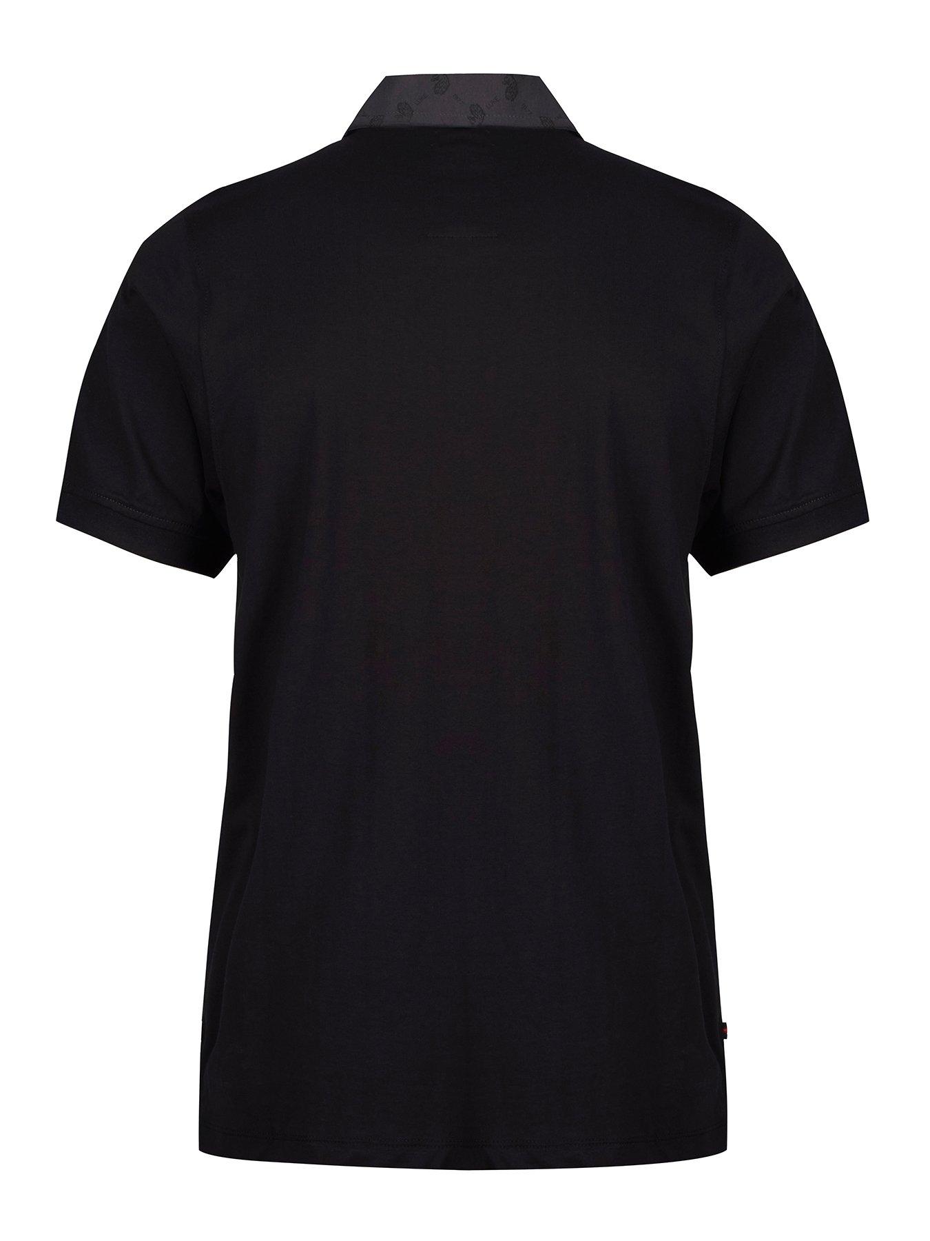  image of luke-1977-henderson-zip-neck-polo-shirt--dark-grey