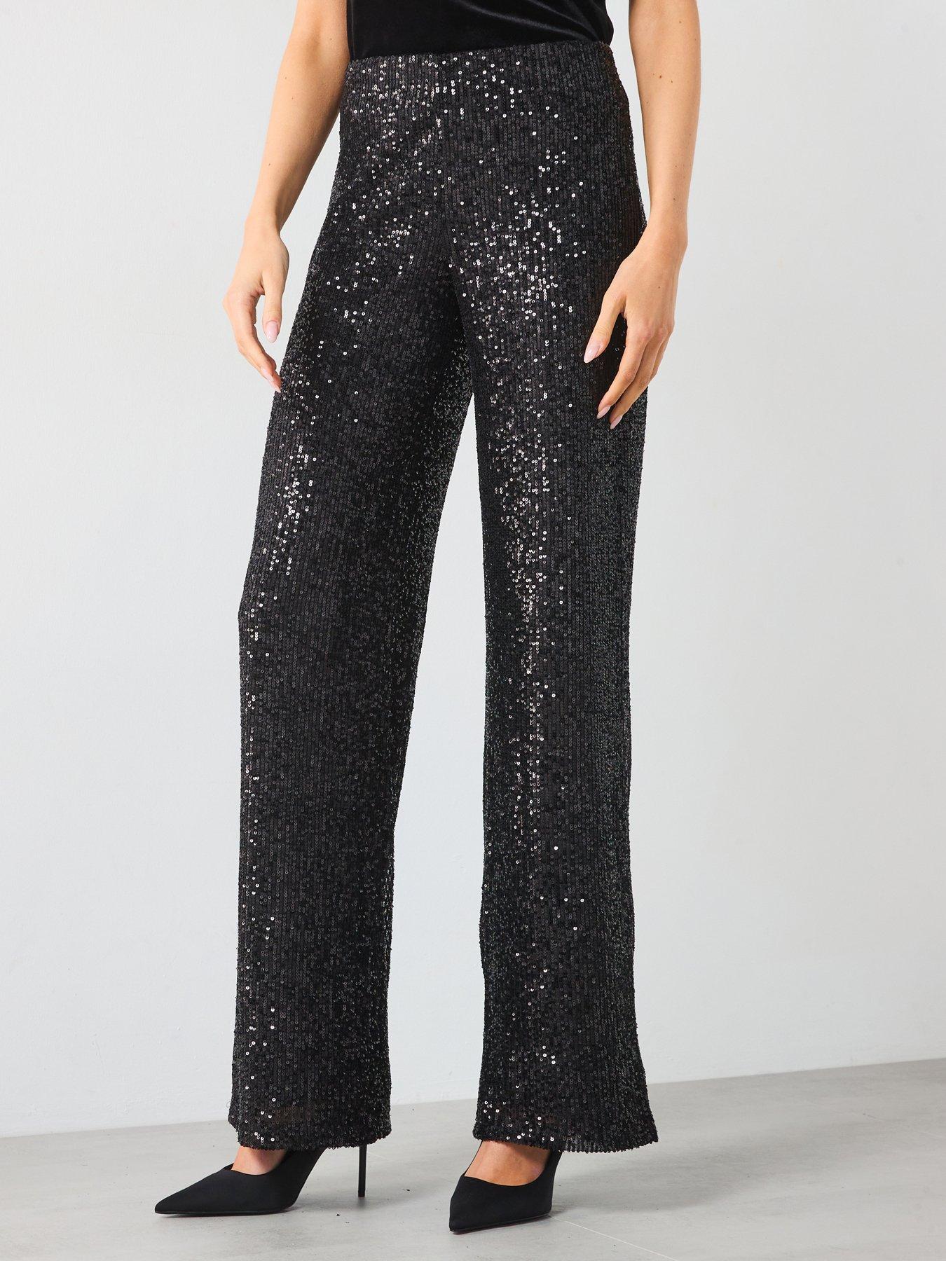 undefined Sequin Trousers - Black