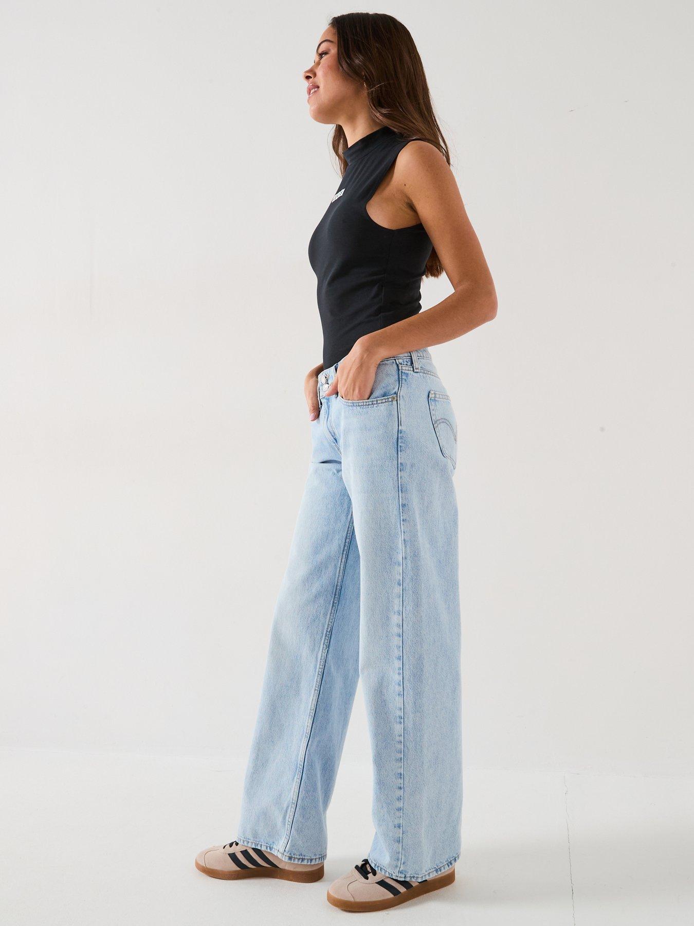  image of levis-womens-superlow-loose-jeans-abraided-art-blue