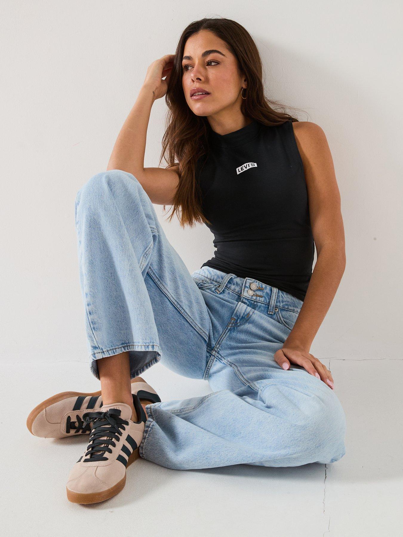  image of levis-womens-superlow-loose-jeans-abraided-art-blue
