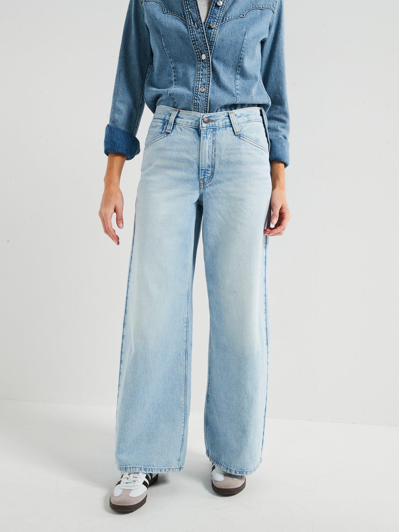 undefined 94 Baggy Wide Leg Jeans - Abraided Art - Blue