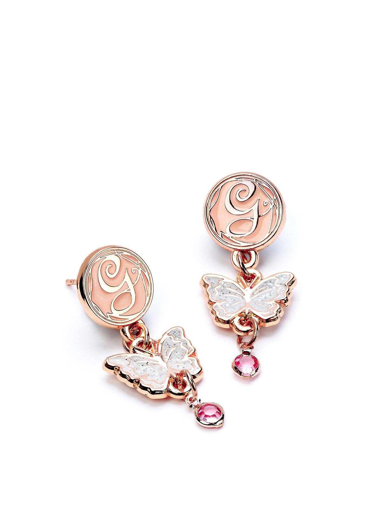 Image 1 of 3 of Wicked Glinda Drop Butterfly Earrings
