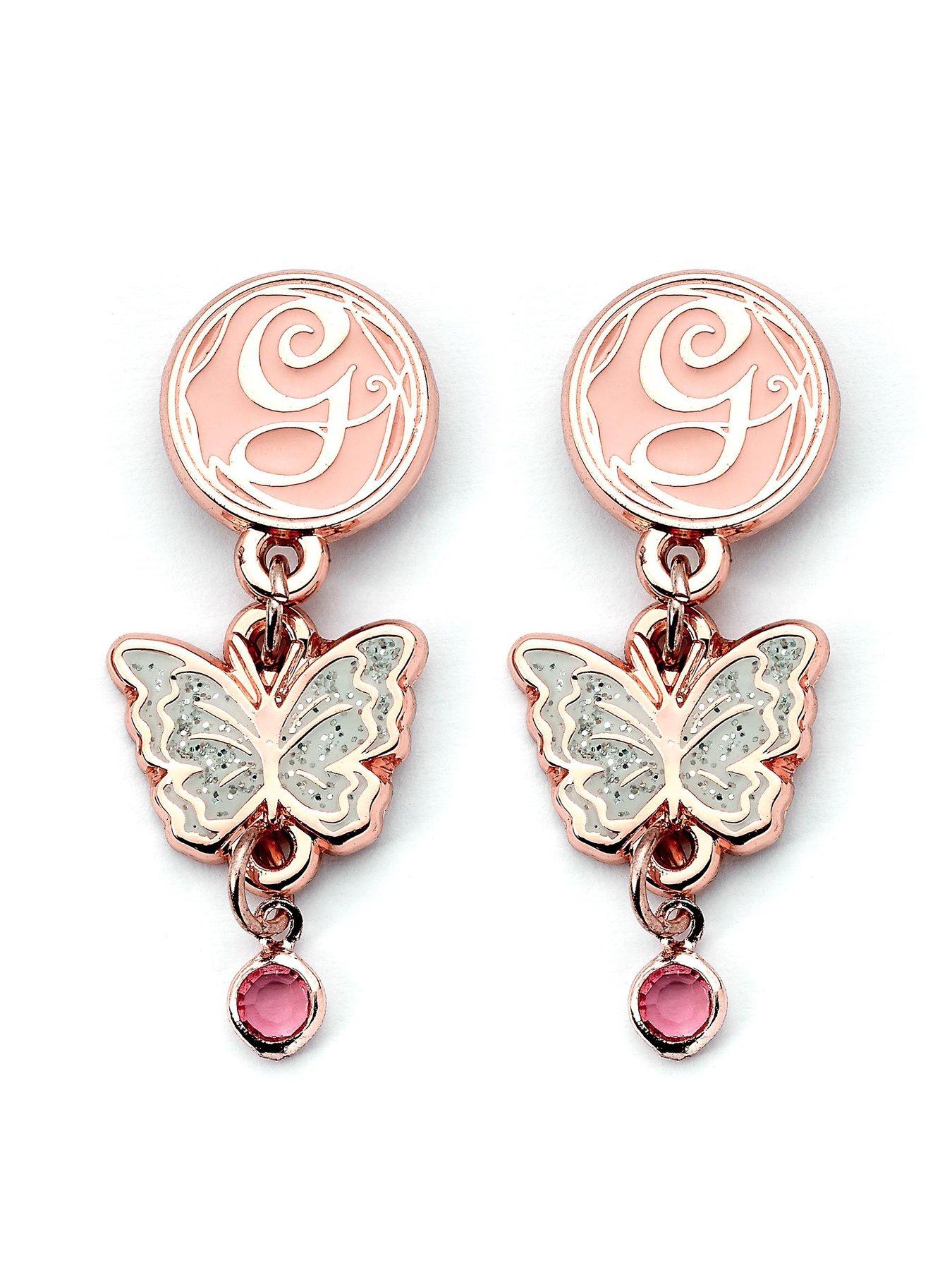Image 2 of 3 of Wicked Glinda Drop Butterfly Earrings
