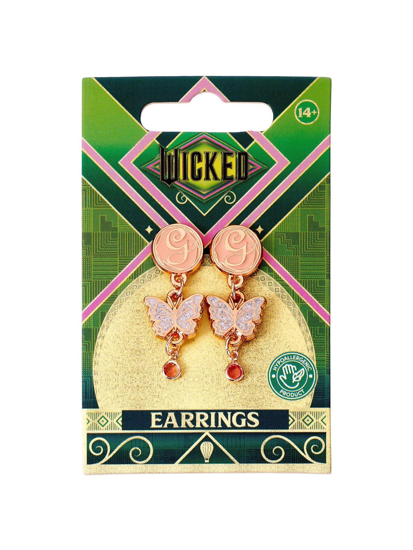 Image 3 of 3 of Wicked Glinda Drop Butterfly Earrings