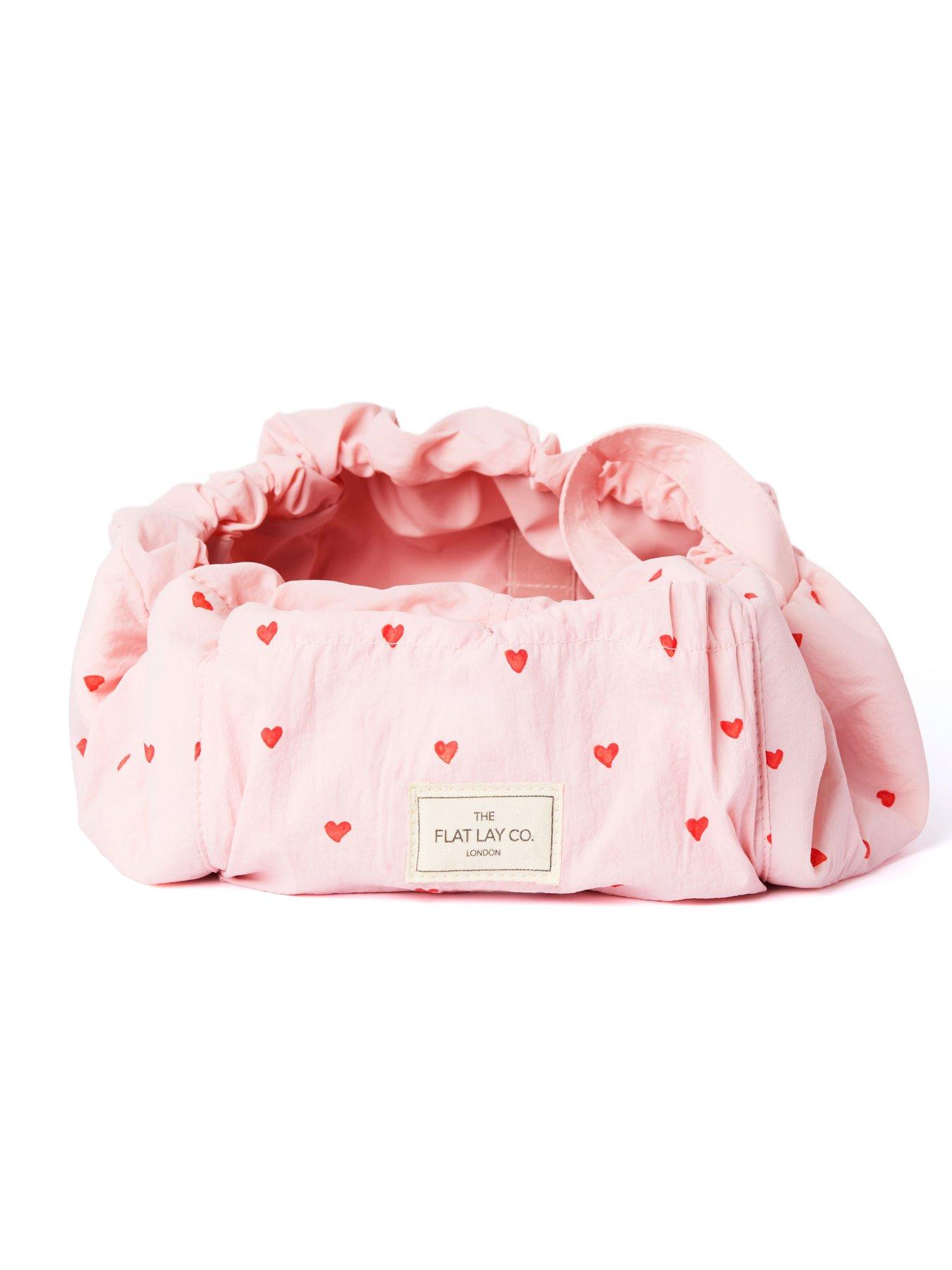  image of the-flat-lay-co-marshmallow-drawstring-makeup-bag-in-pink-hearts