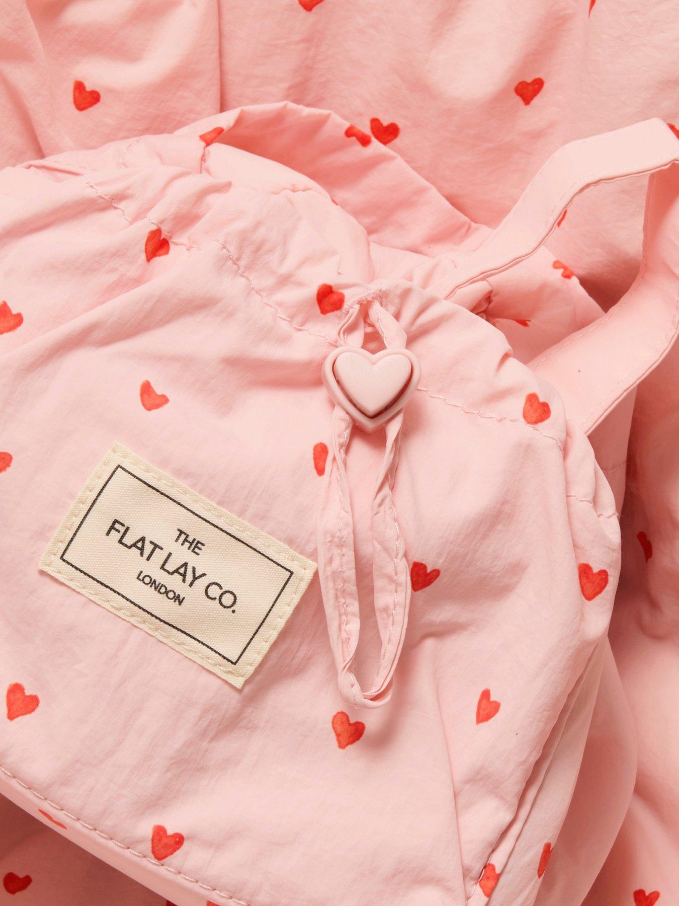  image of the-flat-lay-co-marshmallow-drawstring-makeup-bag-in-pink-hearts