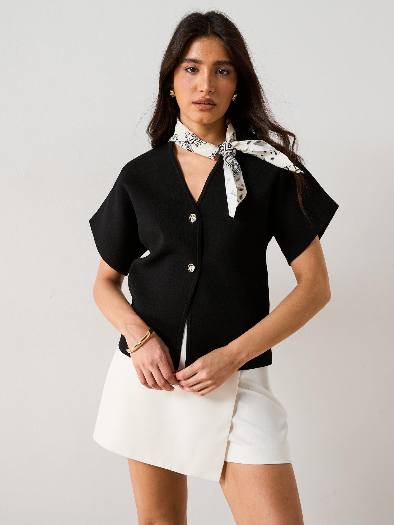 v-by-very-short-sleeve-knitted-cardigan-black