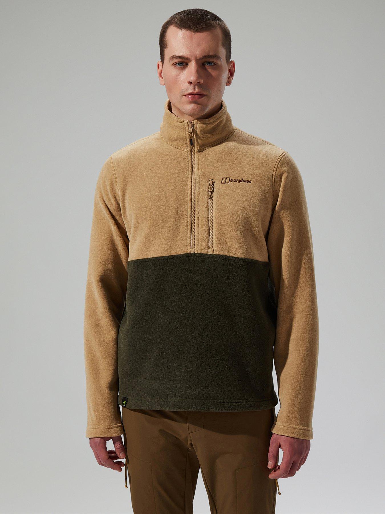 undefined Mens Prism Colour Block Half Zip Fleece - Beige