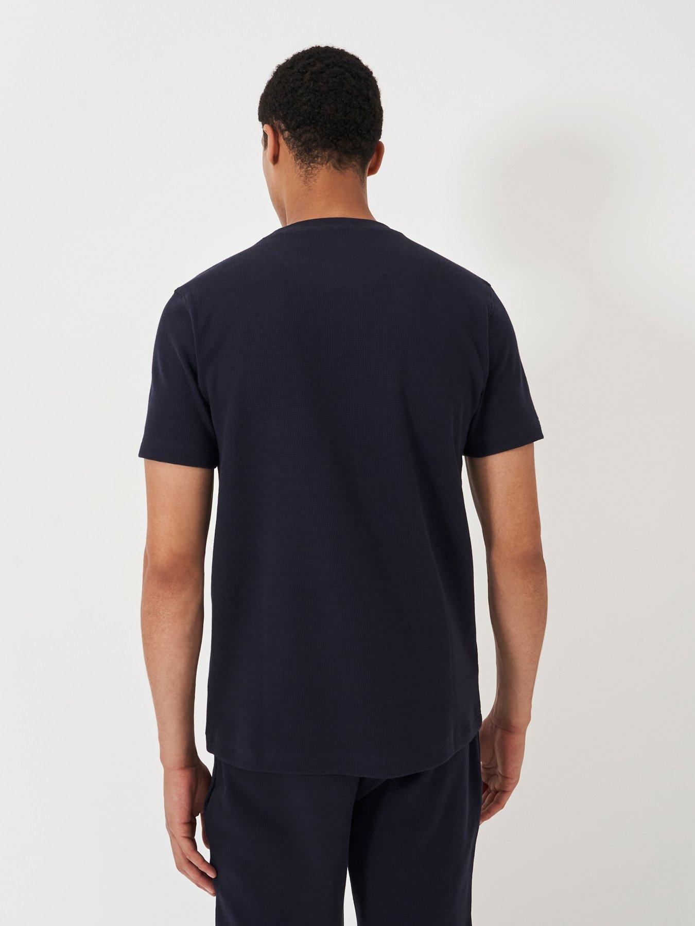  image of crew-clothing-cotton-blend-waffle-lounge-t-shirt-navy
