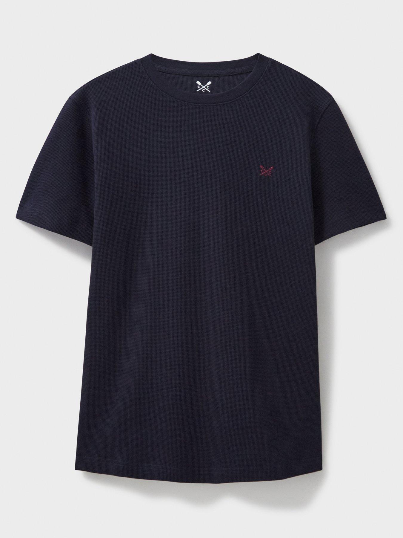  image of crew-clothing-cotton-blend-waffle-lounge-t-shirt-navy