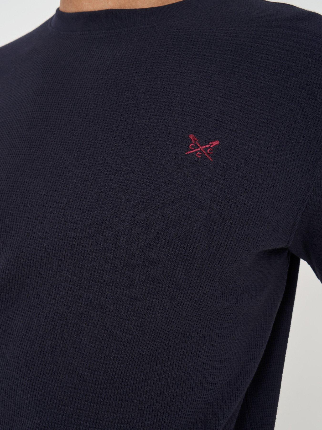  image of crew-clothing-cotton-blend-waffle-lounge-t-shirt-navy