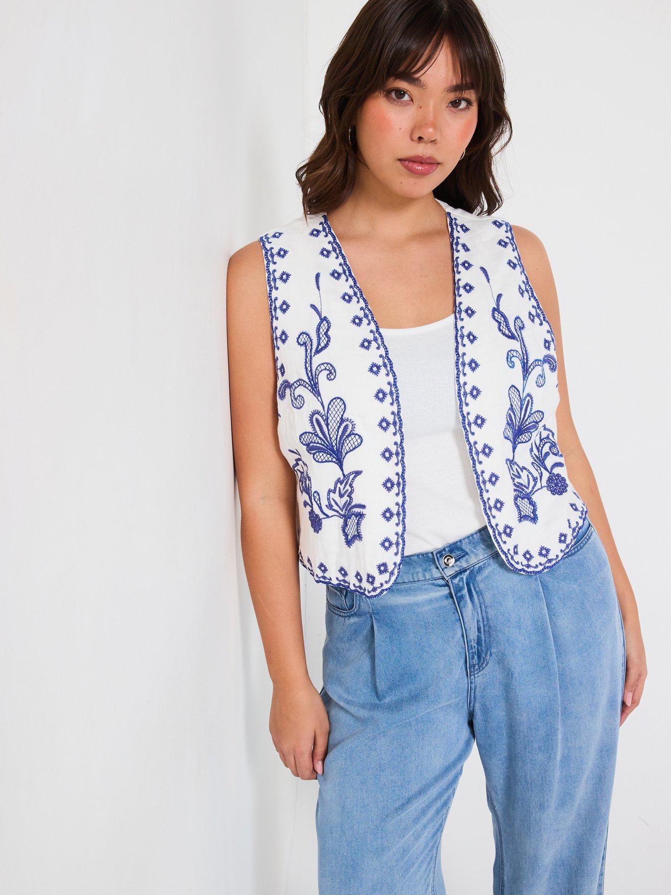V by Very Curve Embroidered Waistcoat - Multi