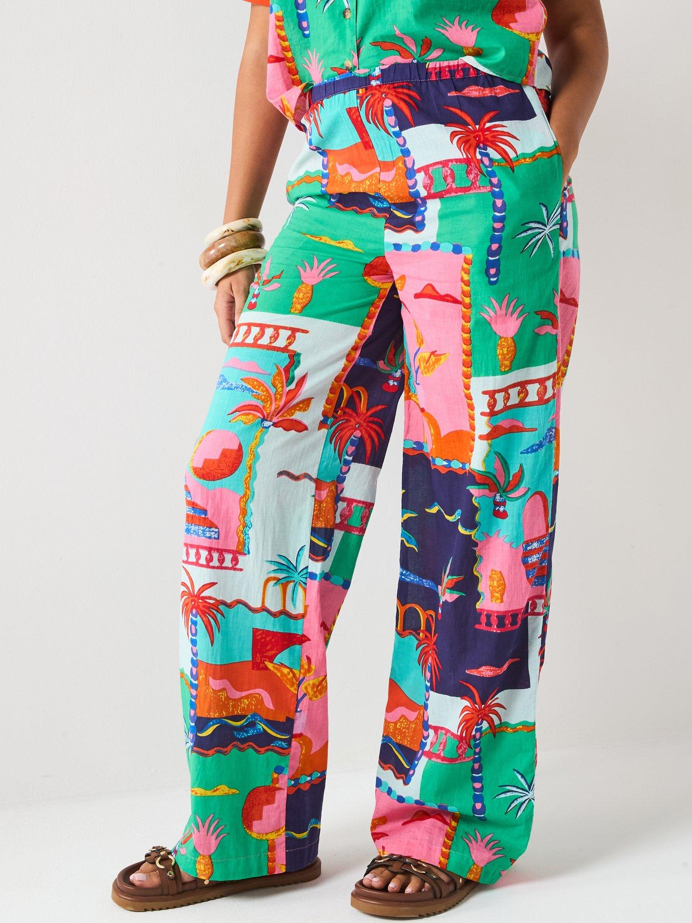 front image of v-by-very-postcard-trouser-co-ord-multi
