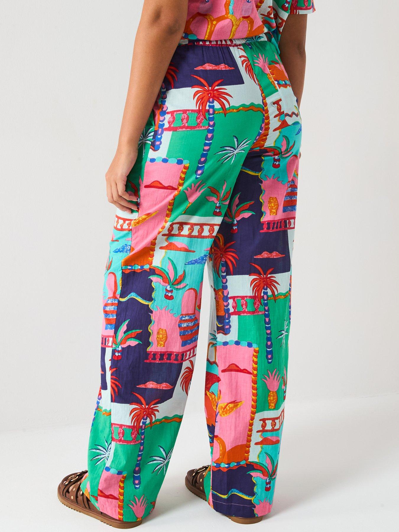 stillFront image of v-by-very-postcard-trouser-co-ord-multi