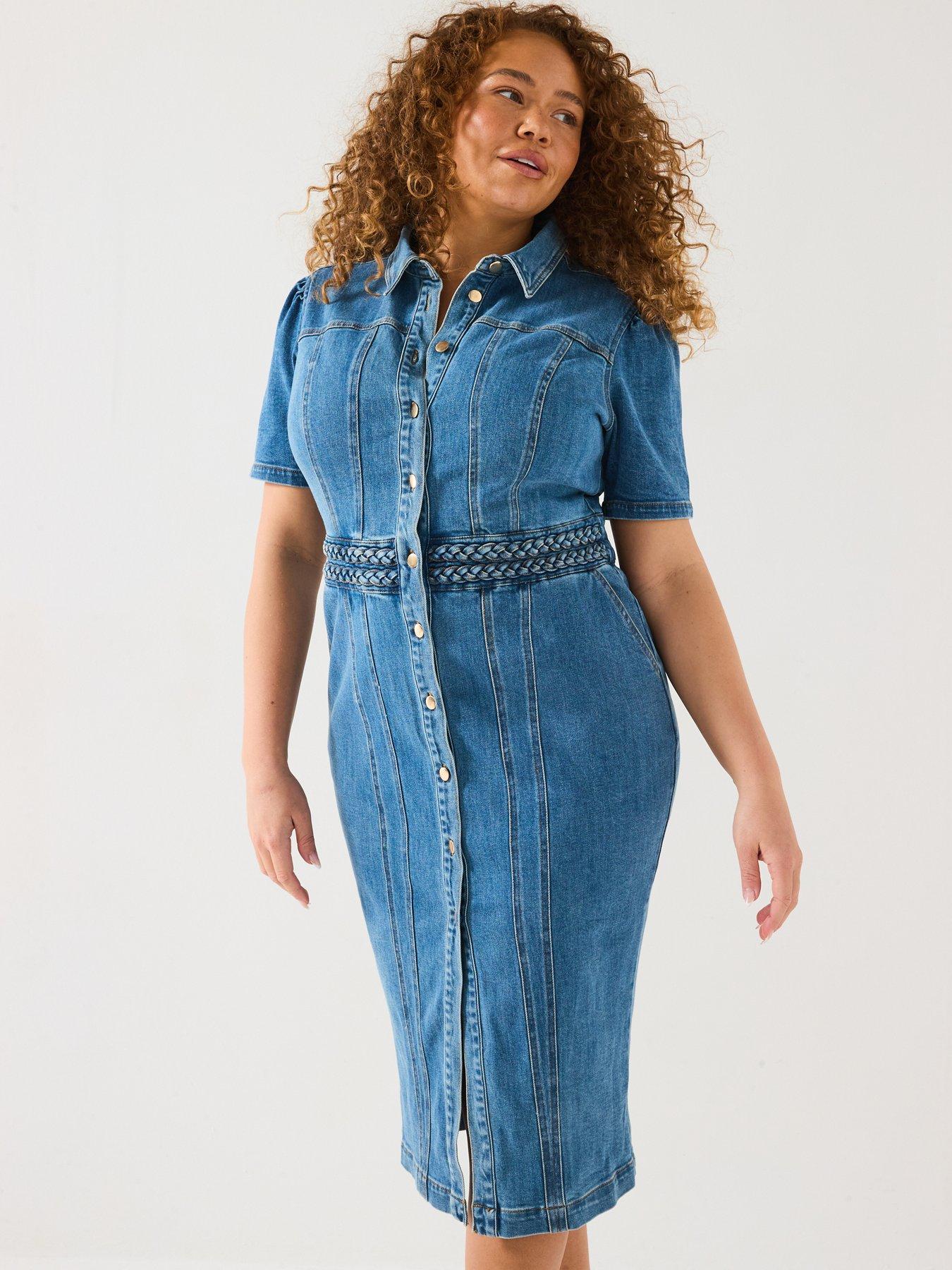 white christmas dresses The Curve-Loving Denim Mini Dress S / Dark Indigo / Contemporary main image 1
