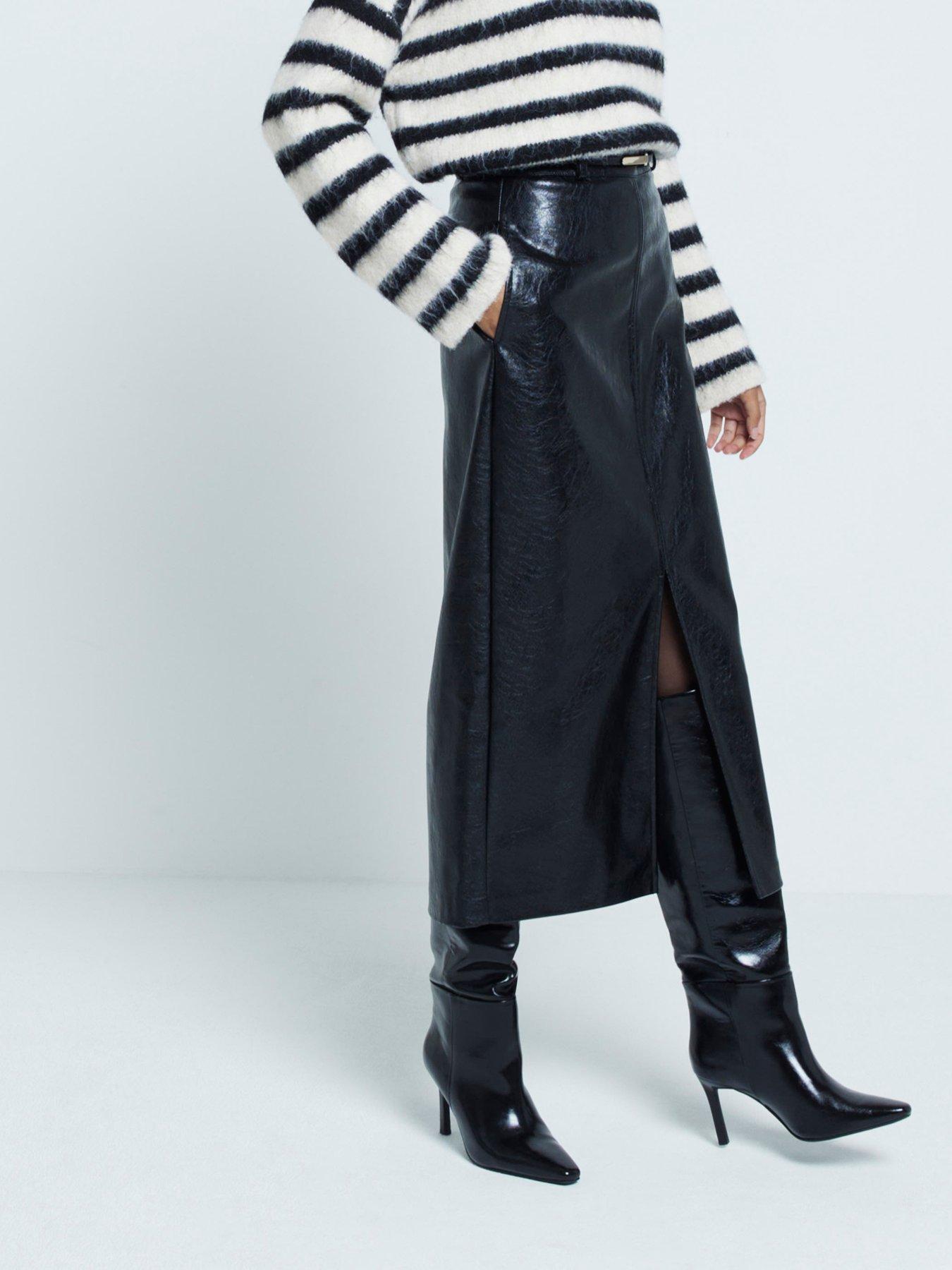 undefined Midaxi Column Skirt - Black