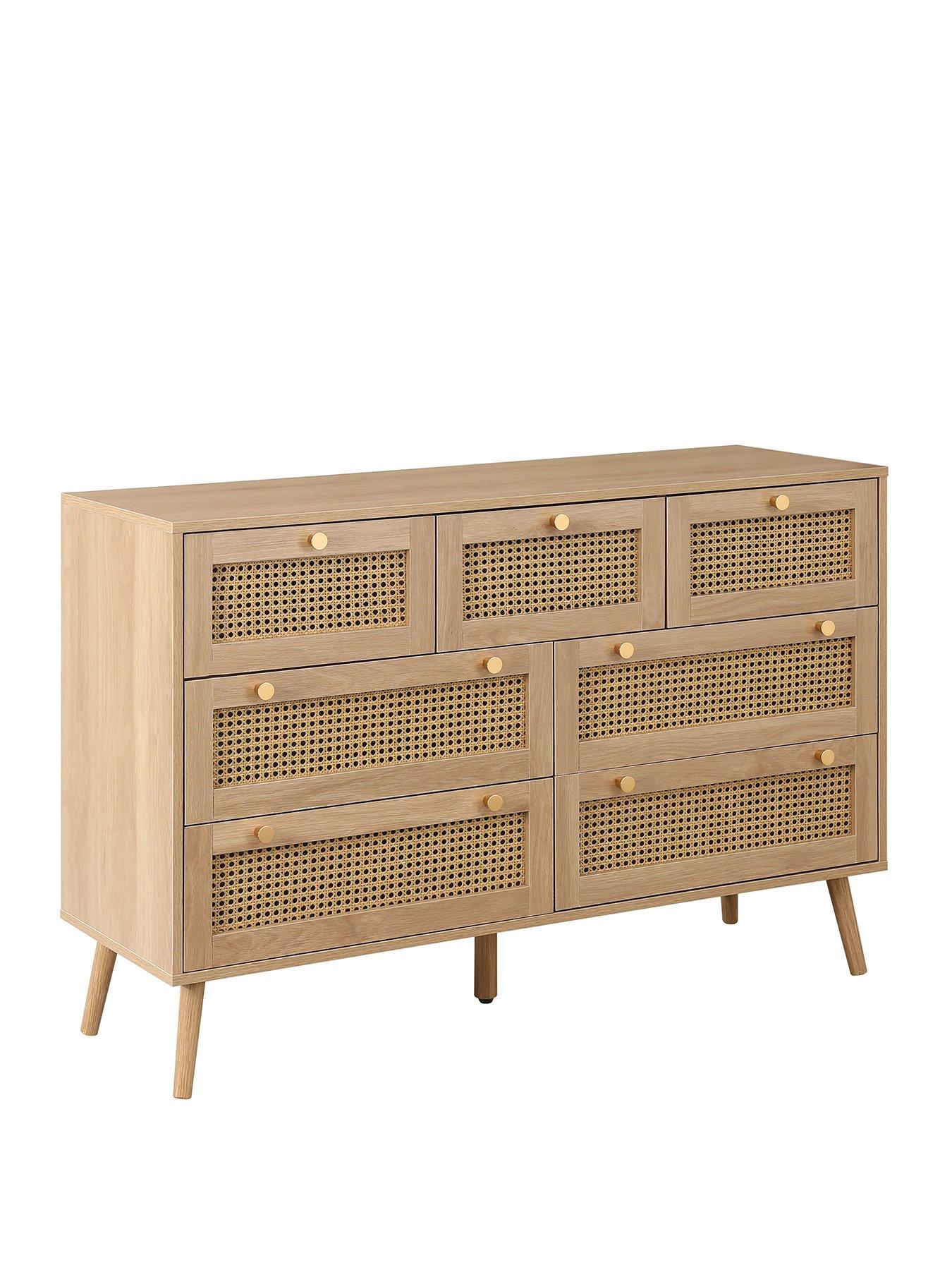  image of birlea-croxley-7-drawer-rattan-chest