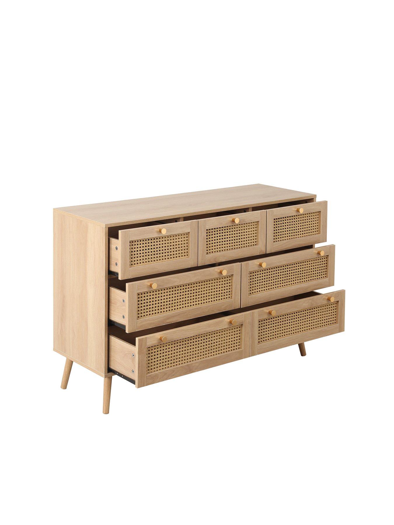  image of birlea-croxley-7-drawer-rattan-chest