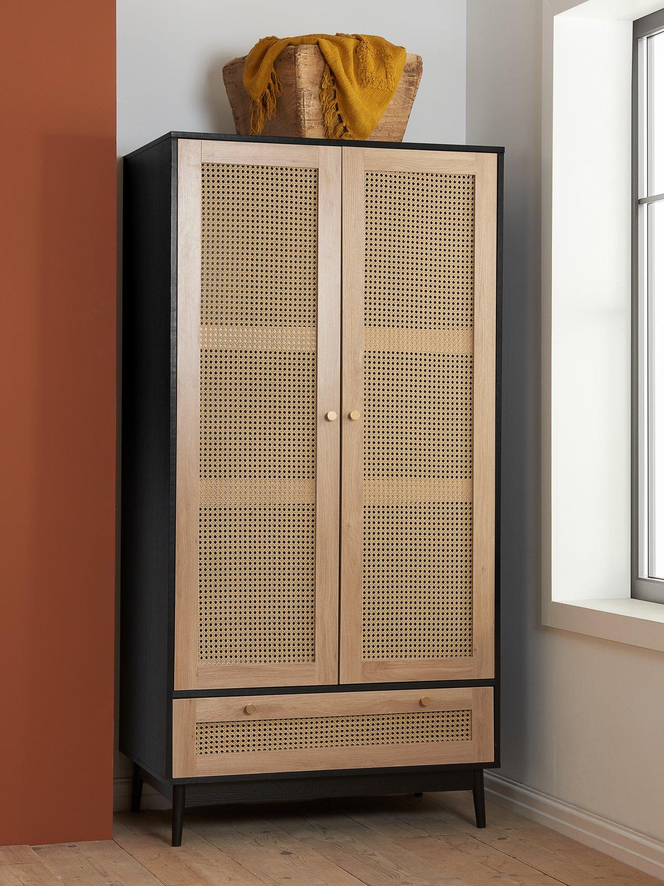 undefined Croxley 2 Door 1 Drawer Rattan Wardrobe