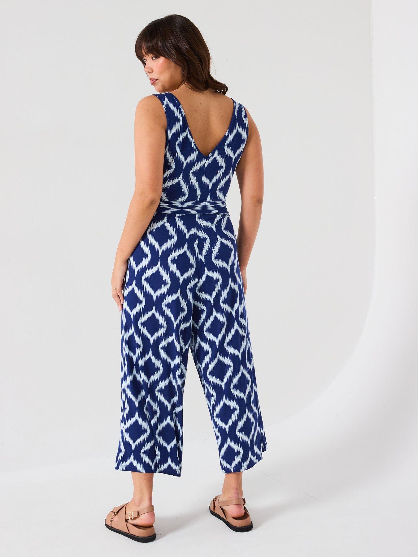  image of v-by-very-curve-belted-stretch-jersey-jumpsuit