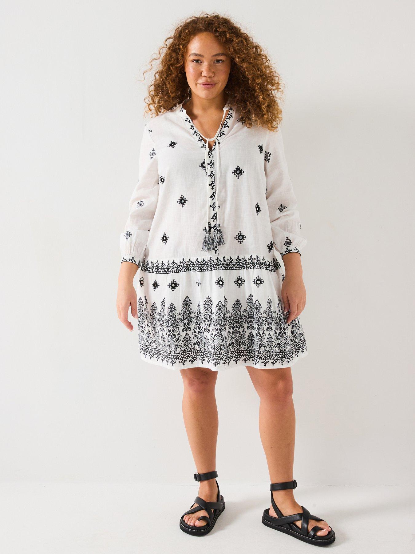 undefined Printed Smock Mini Dress - Black