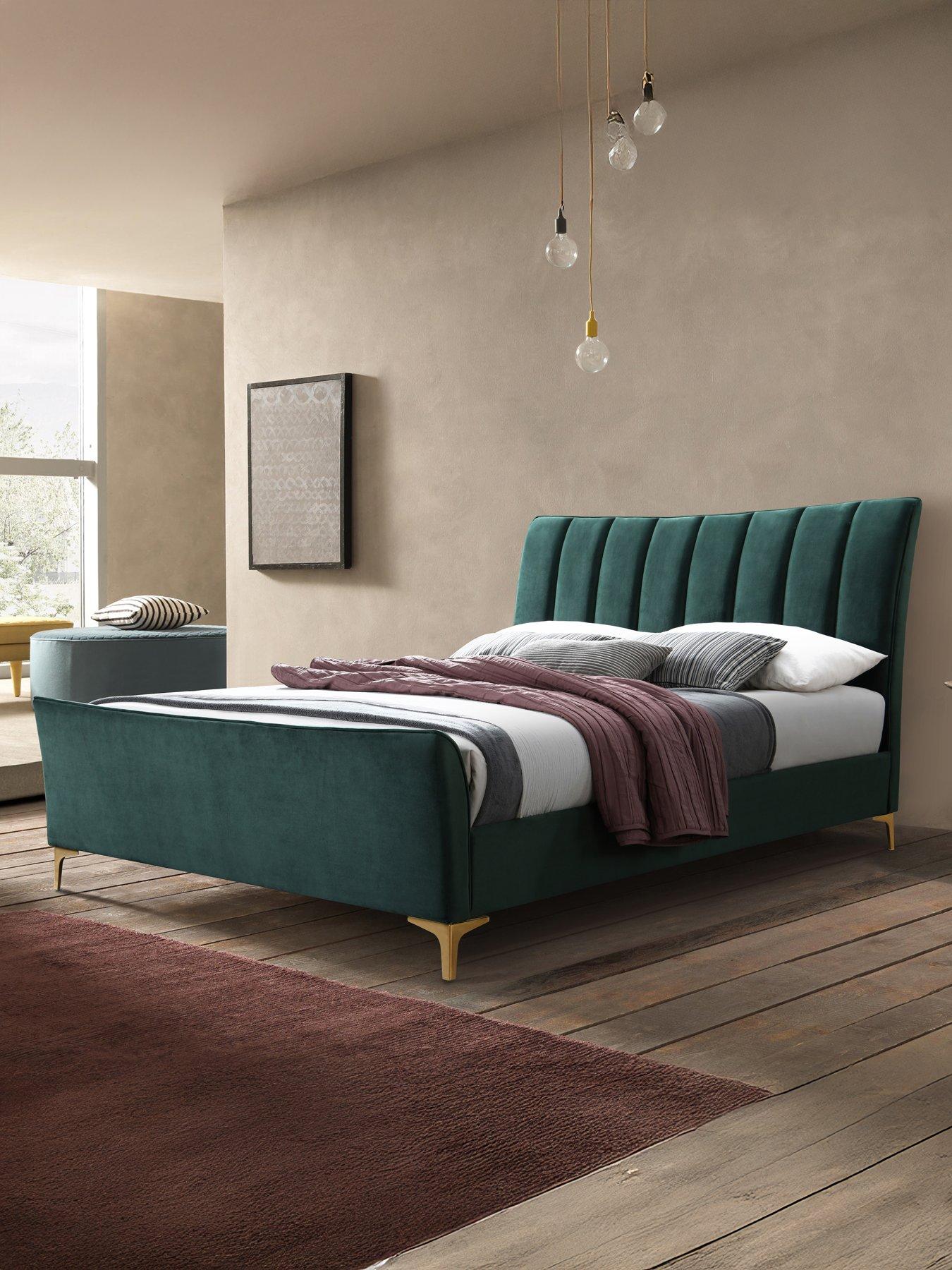 birlea-clover-fabric-bed-frame-green