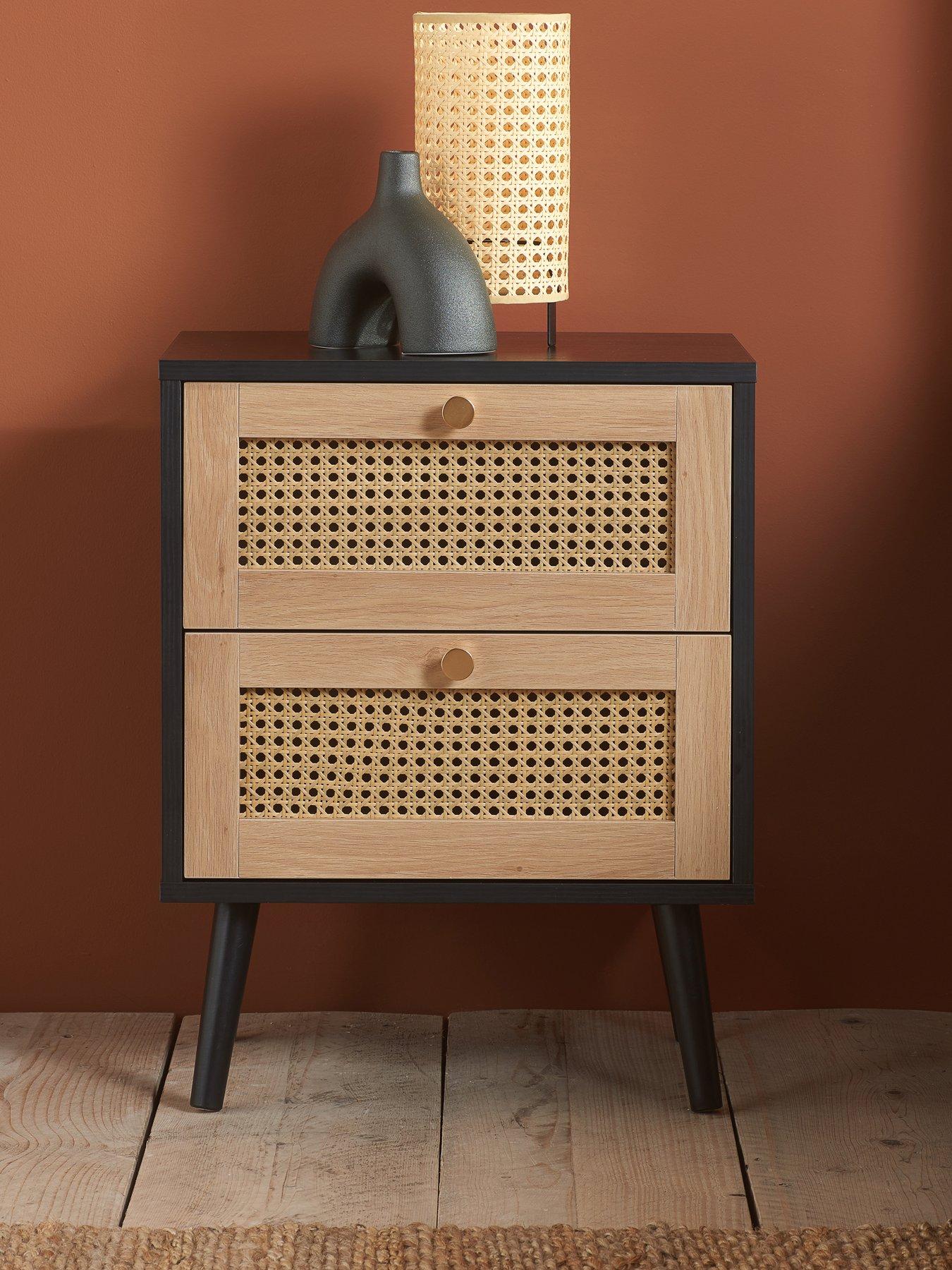 front image of birlea-croxley-2-drawer-rattan-bedside