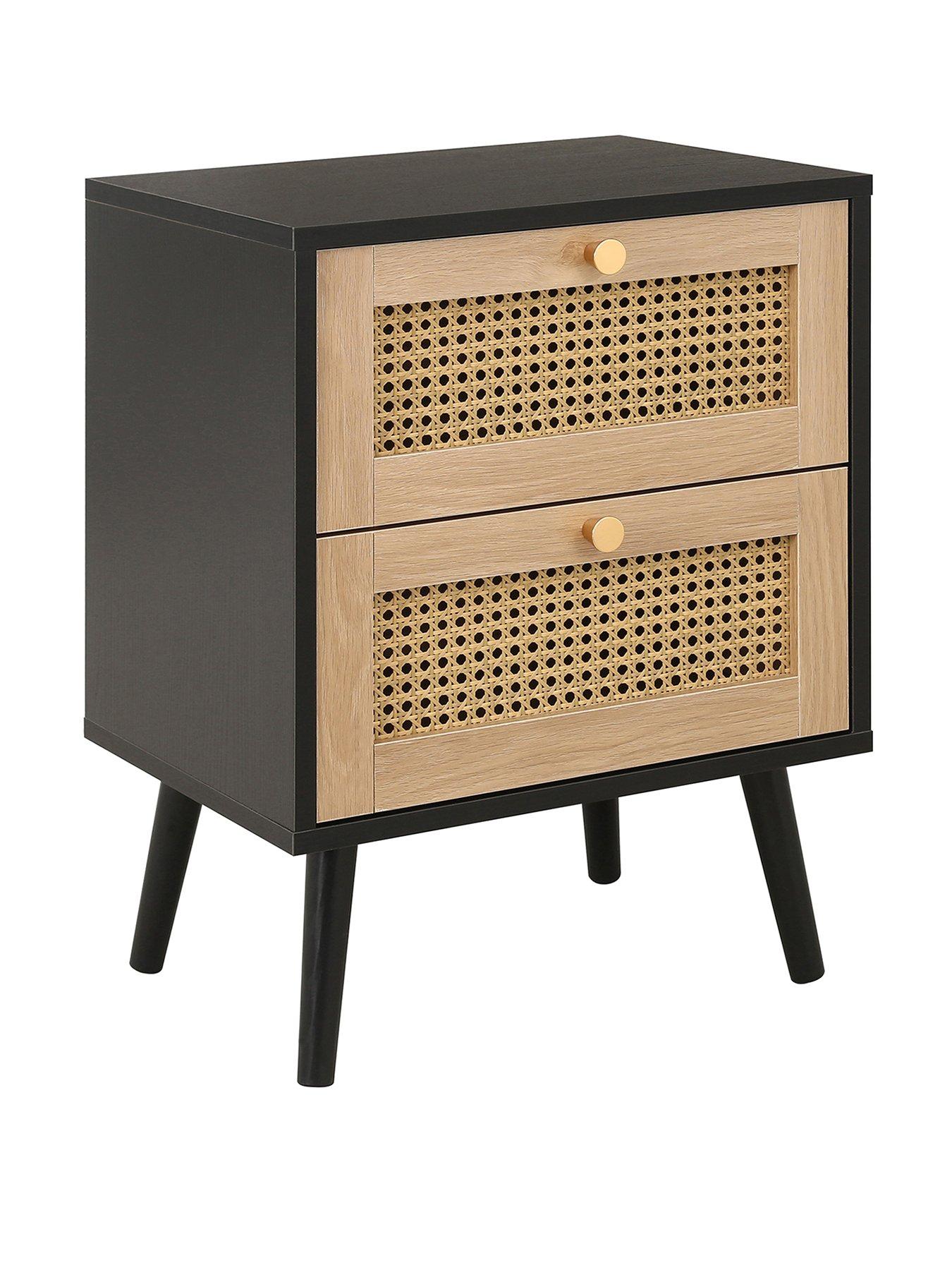  image of birlea-croxley-2-drawer-rattan-bedside