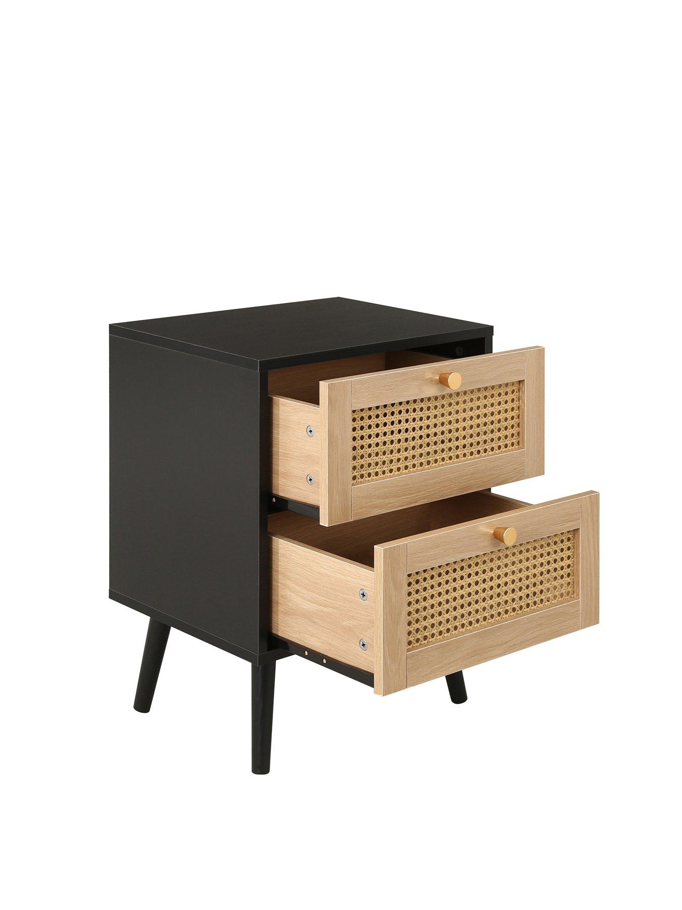  image of birlea-croxley-2-drawer-rattan-bedside