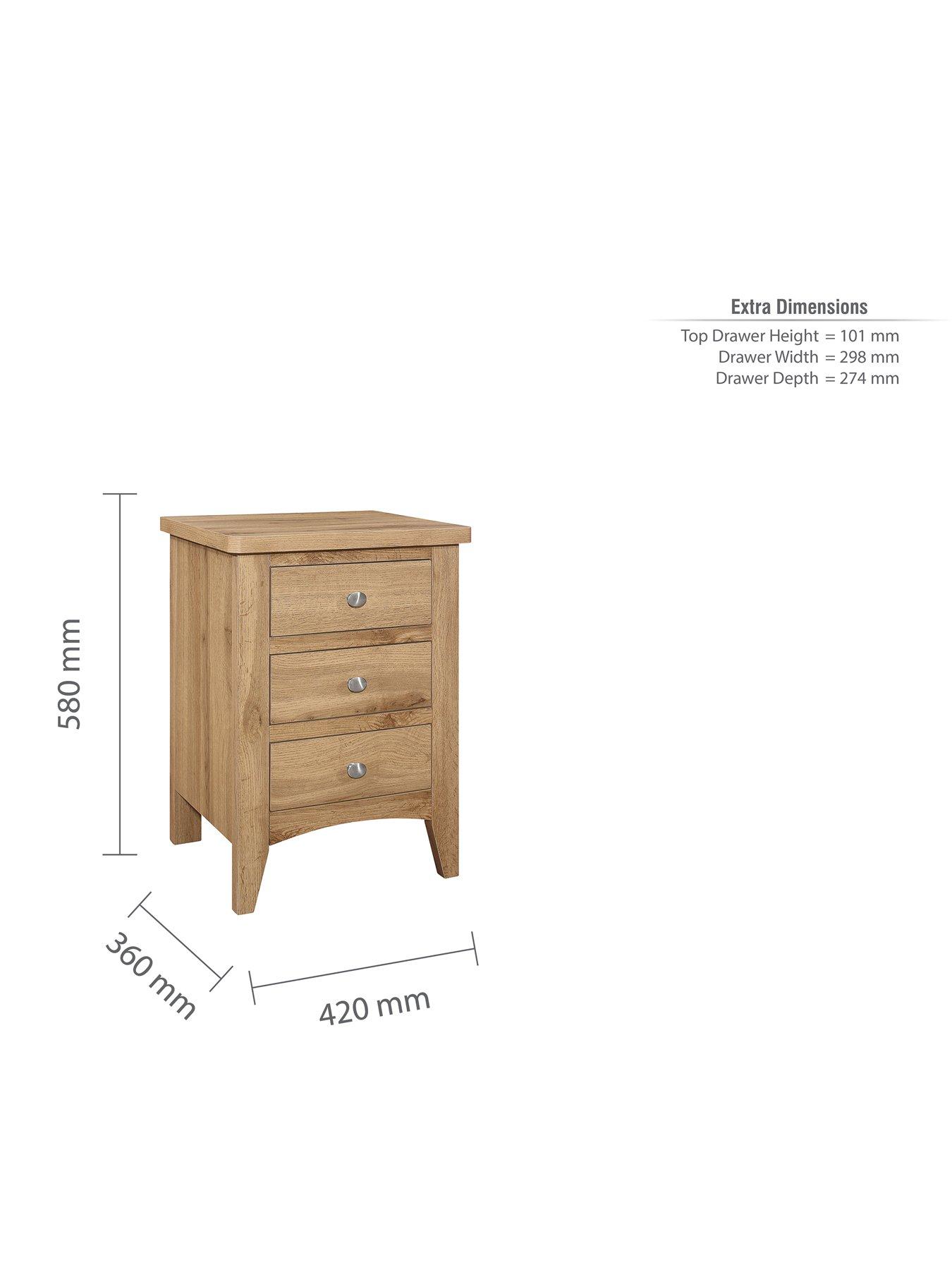Image 7 of 7 of Birlea Hampstead 3 Drawer Bedside