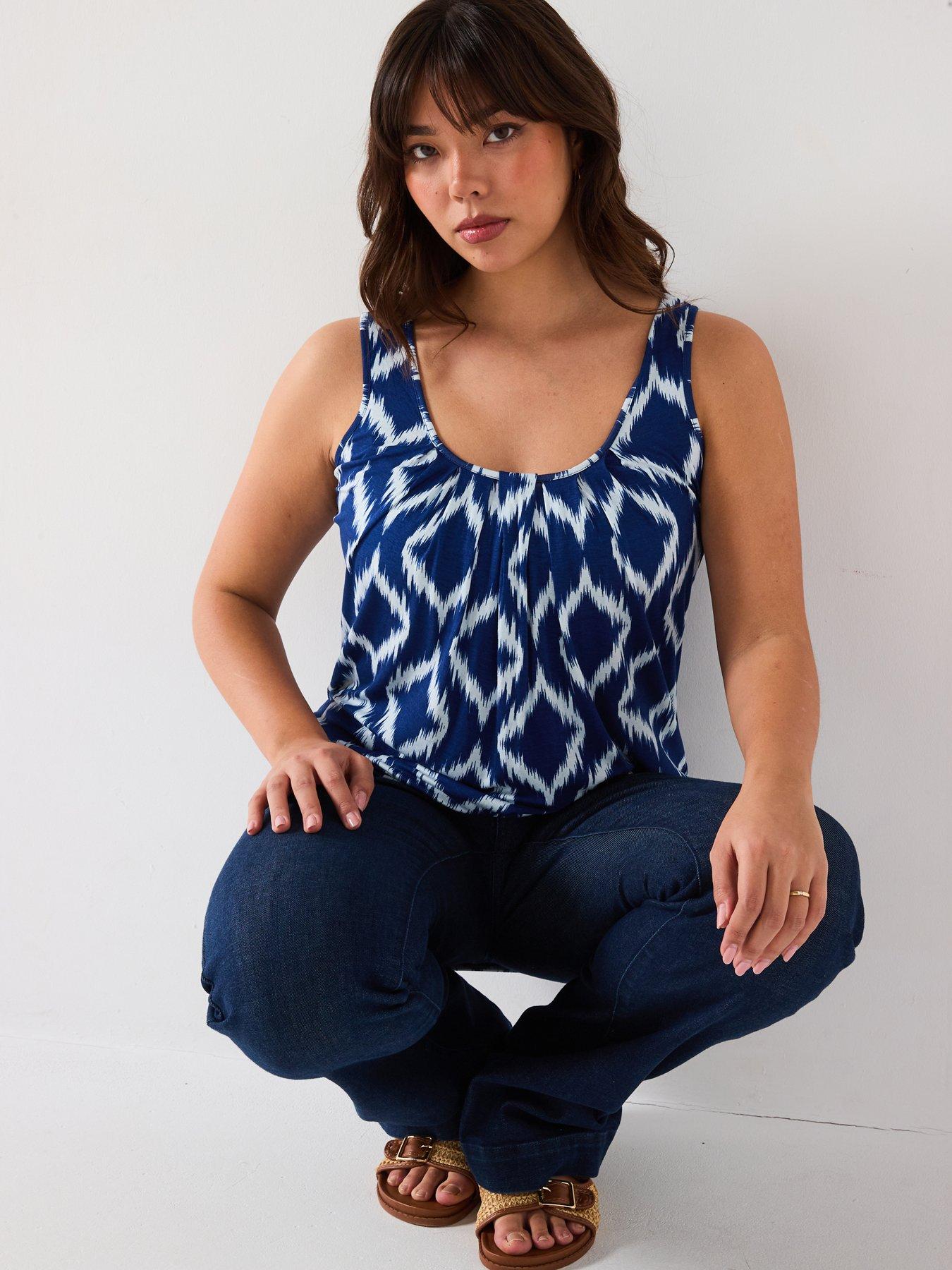  image of v-by-very-curve-jersey-banded-hem-top