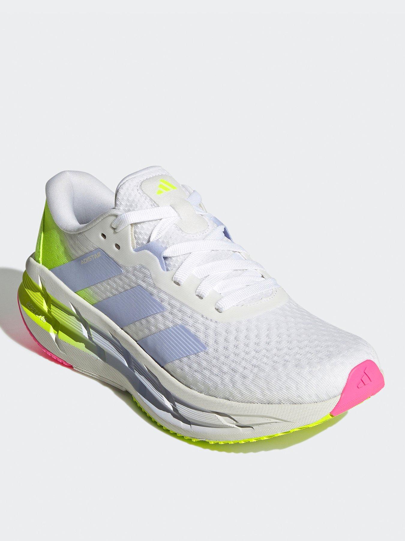  image of adidas-womens-running-adistar-3-trainers-whiteviolet-tonelucid-lemon
