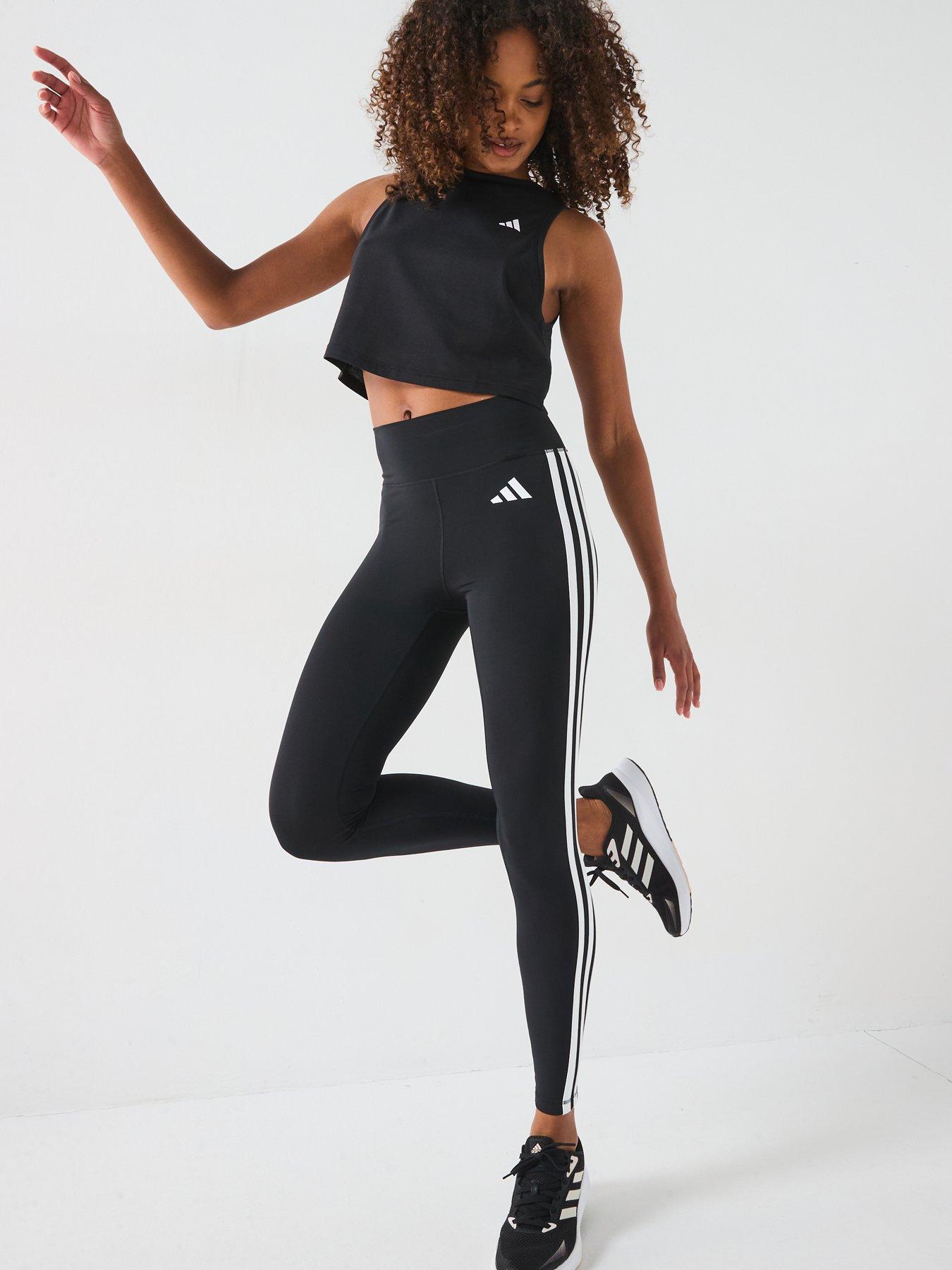 Image 3 of 6 of adidas Womens Training Optime Essentials 3 Stripe Tights - Black