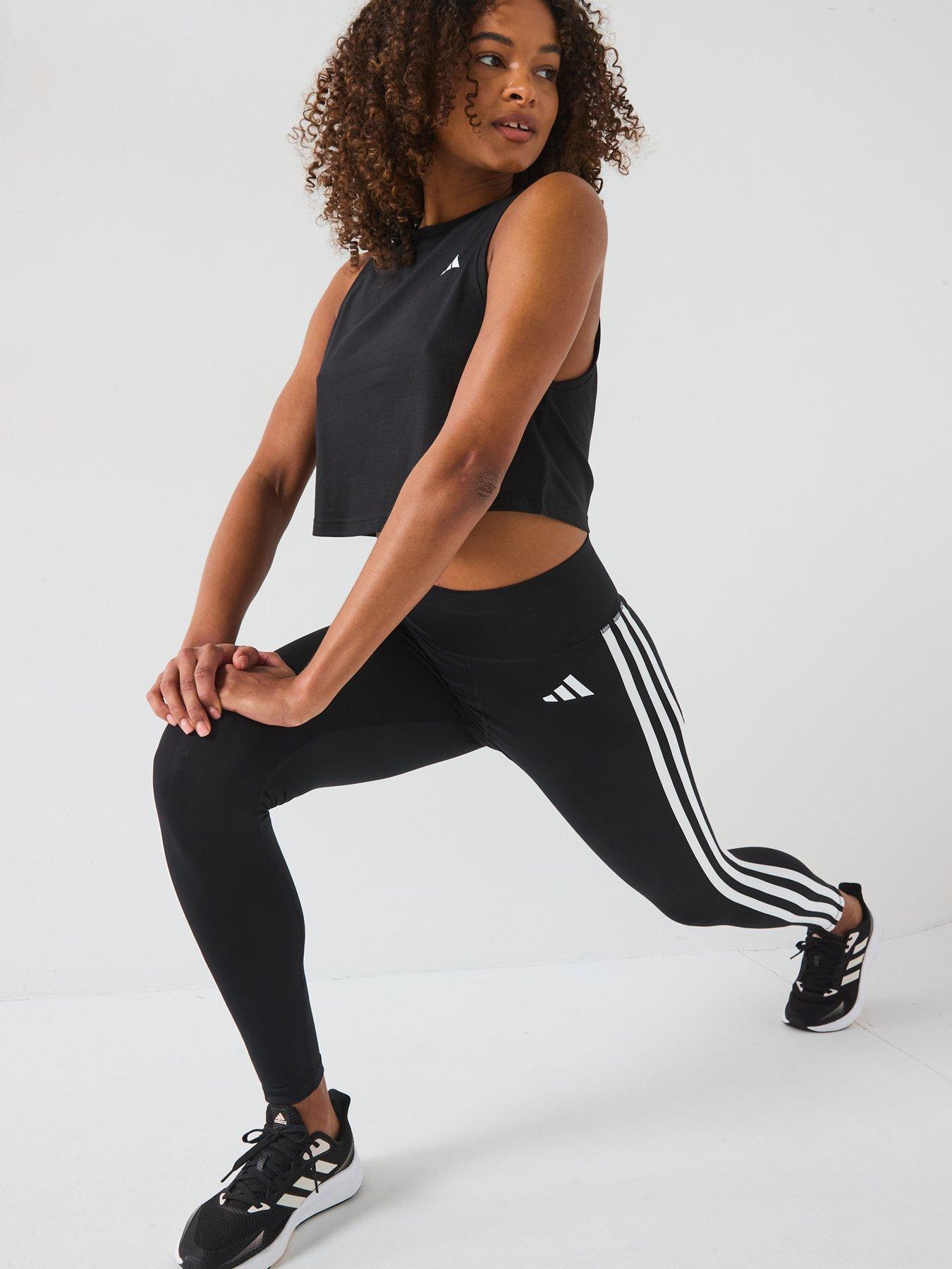 Image 5 of 6 of adidas Womens Training Optime Essentials 3 Stripe Tights - Black
