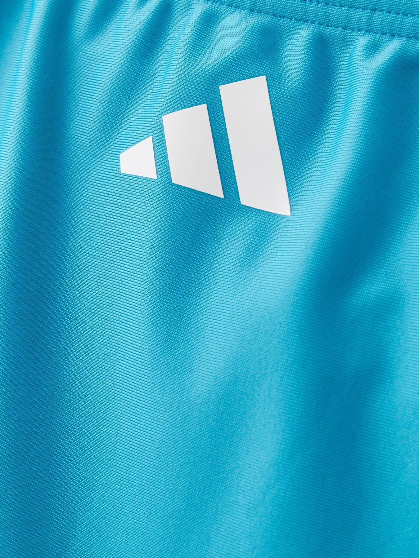  image of adidas-junior-girls-3-stripe-swimsuit-blue