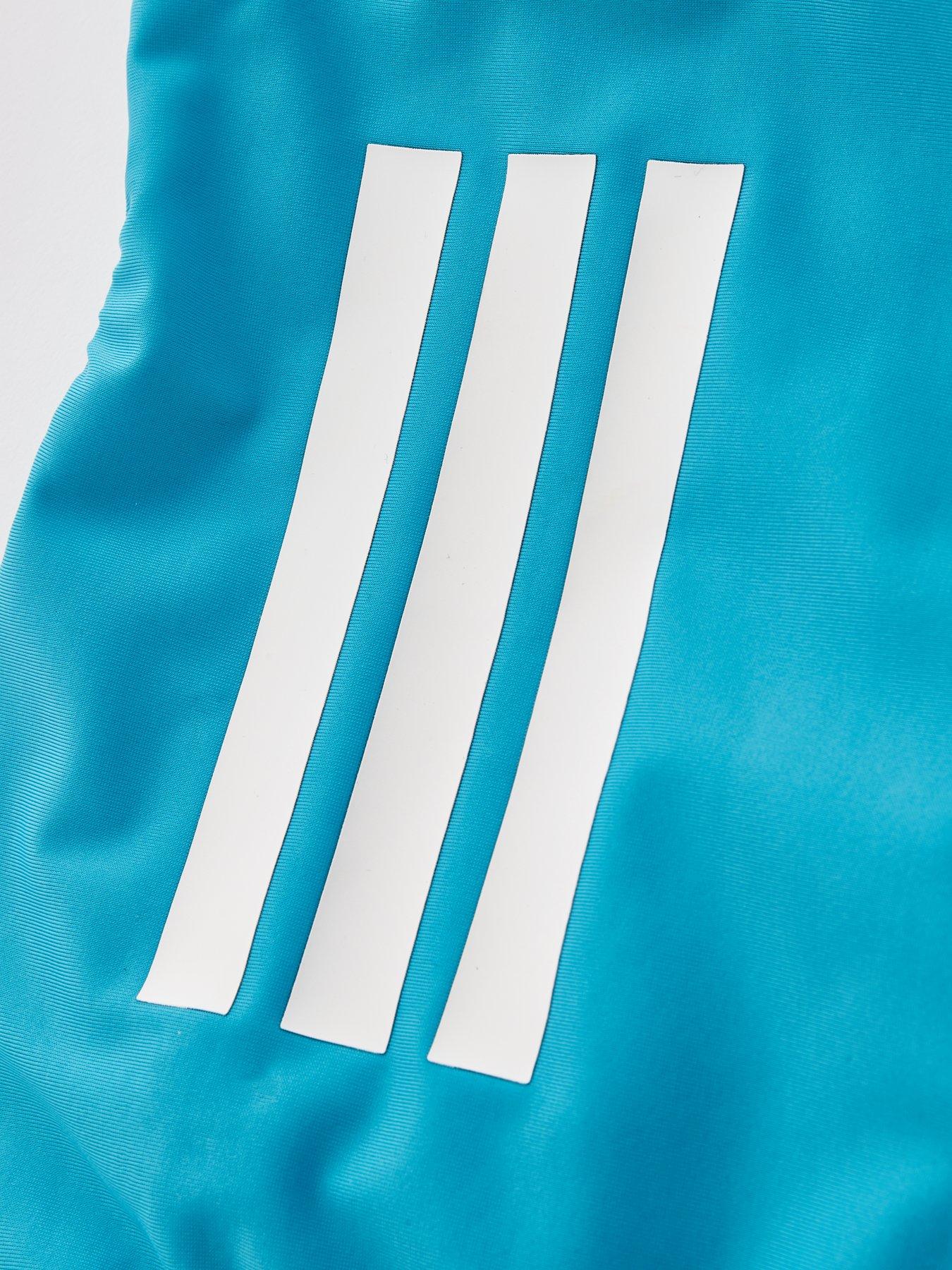 image of adidas-junior-girls-3-stripe-swimsuit-blue