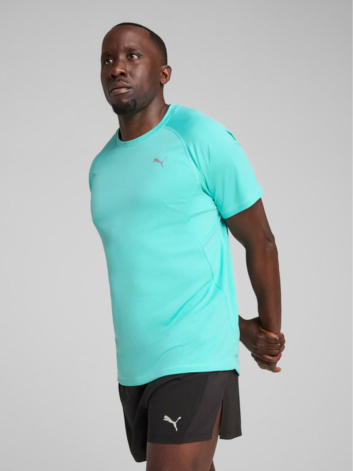 front image of puma-mens-running-velocity-t-shirt-aquatic