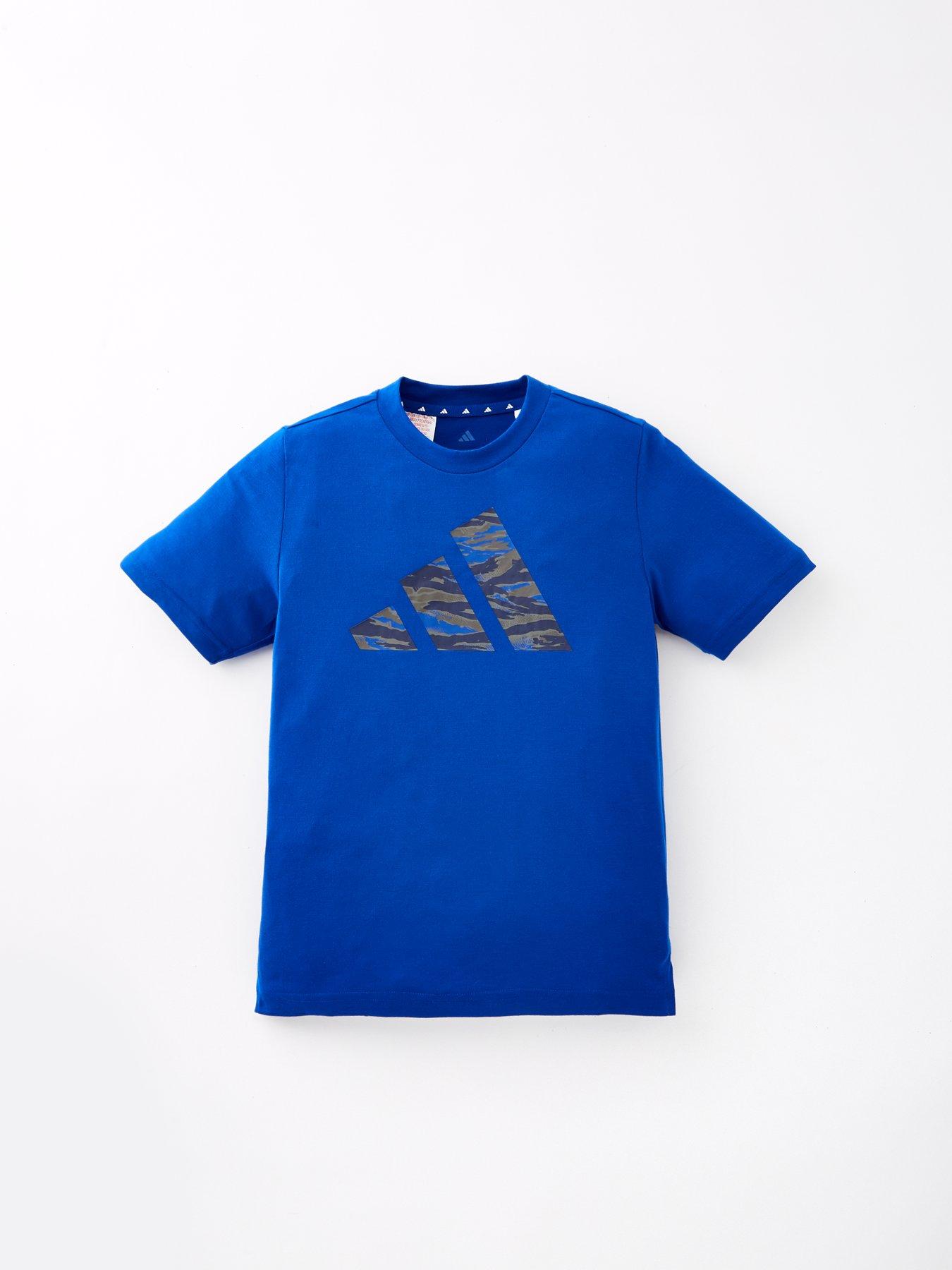 adidas Junior Boys Train Essentials Camo T-Shirt - Blue