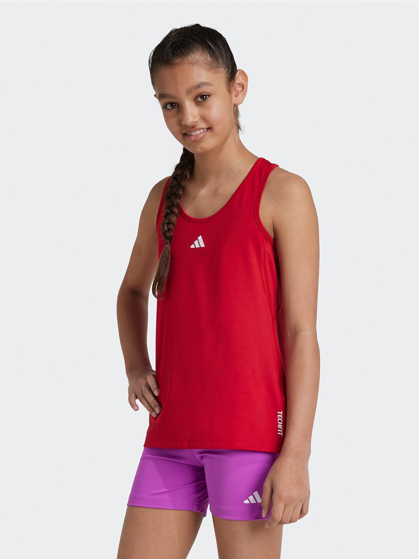 adidas Junior Girls Training Tech Fit Tank - Red