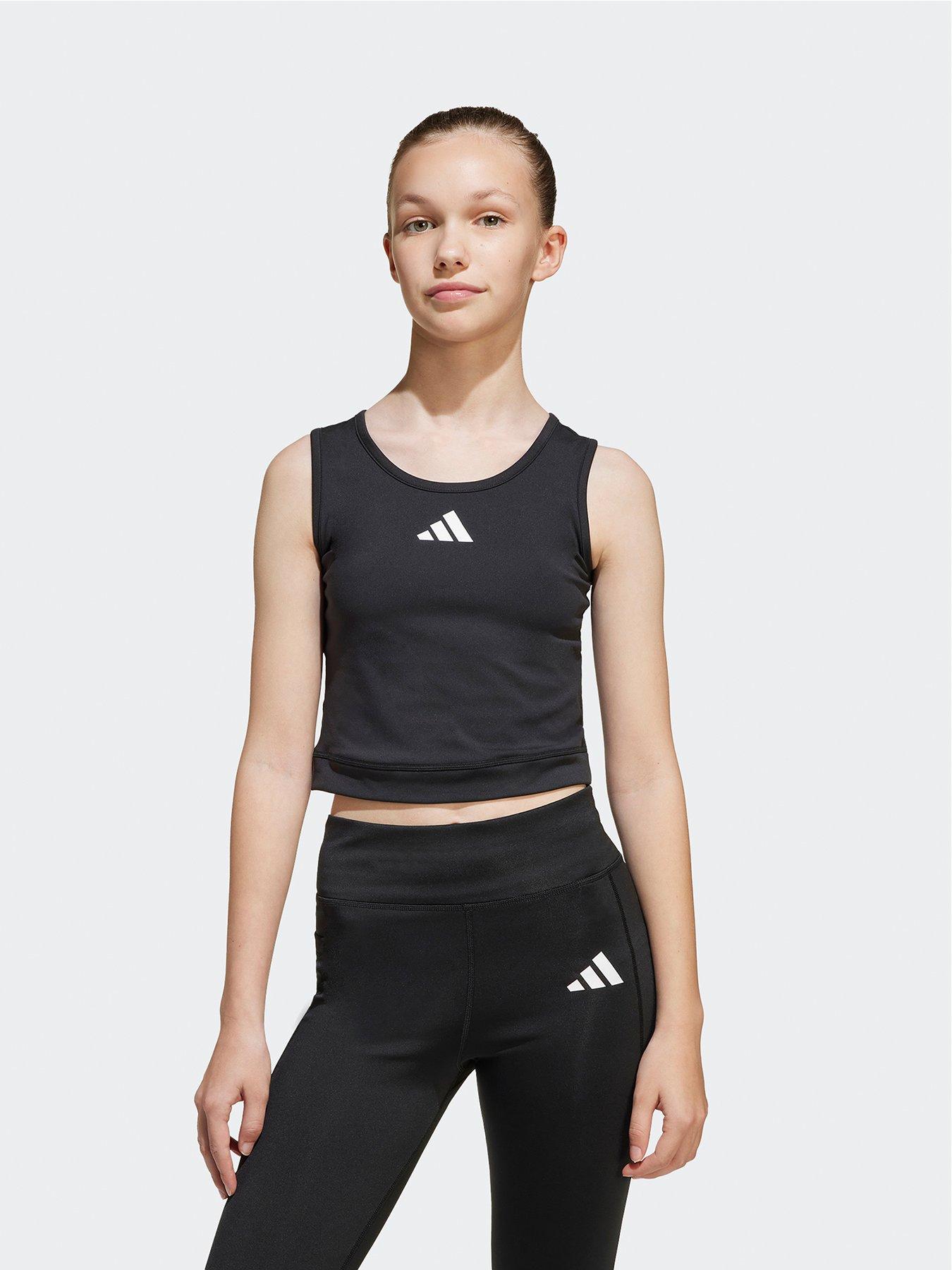 adidas Junior Girls Training Crop Top - Black