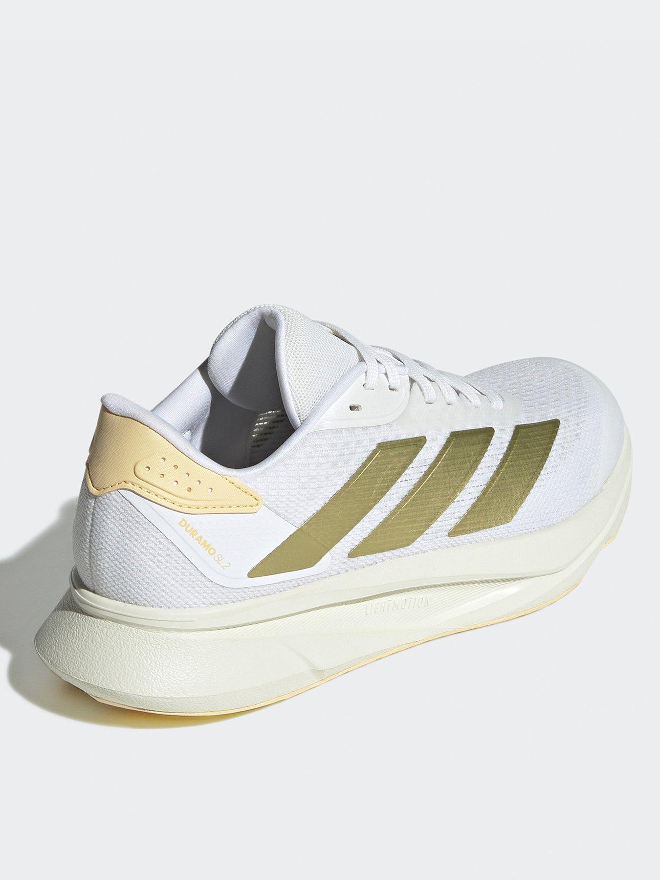  image of adidas-womens-running-duramo-sl2-trainers-whitegold-metorange-tint